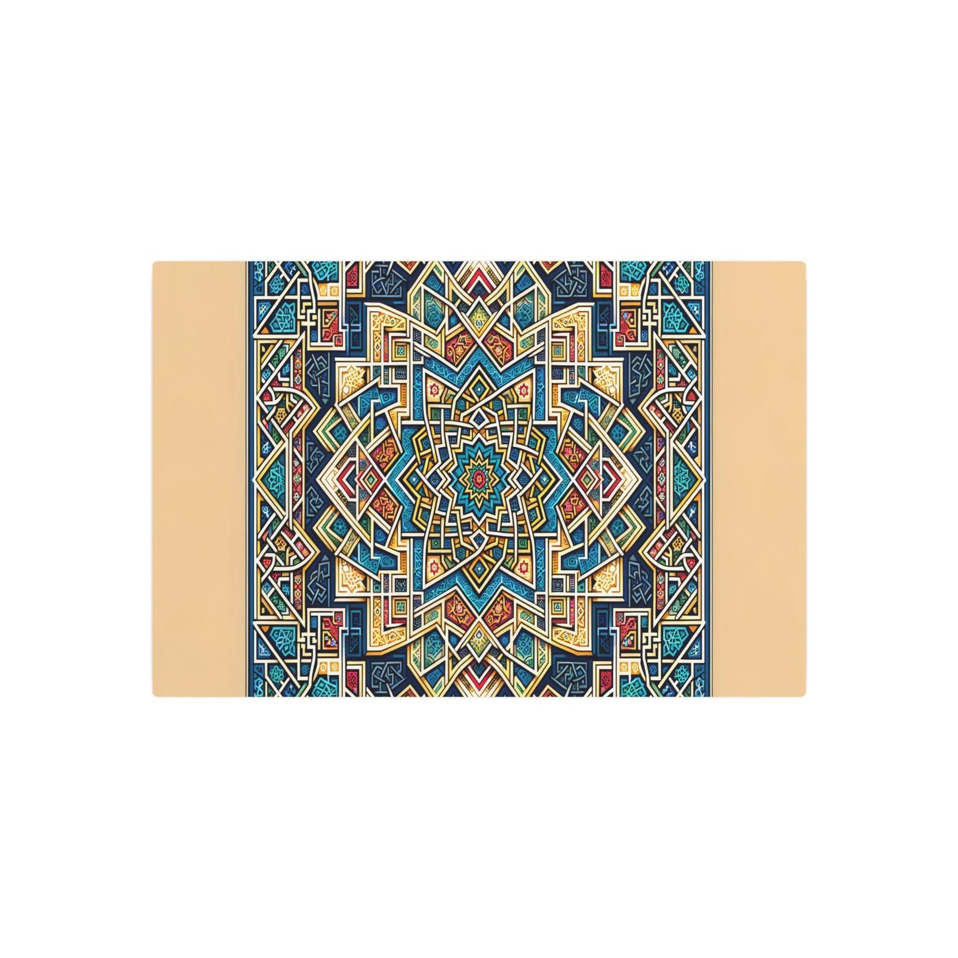 "Intricate Islamic Geometric Pattern Art in Vibrant Traditional Colors - Non-Western & Global Styles" - Metal Poster Art 30″ x 20″ (Horizontal) 0.12''