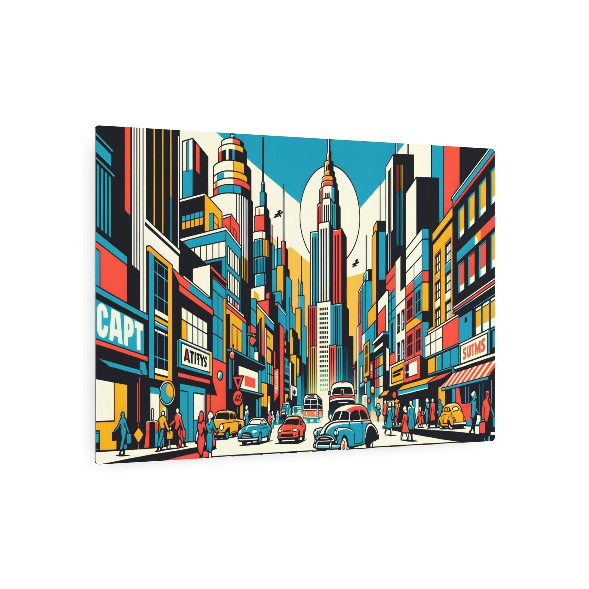 Metal Poster Art | "Modern & Contemporary Pop Art: Vibrant and Bold Cityscape Depiction in Pop Art Style" - Metal Poster Art 36″ x 24″ (Horizontal) 0.12''