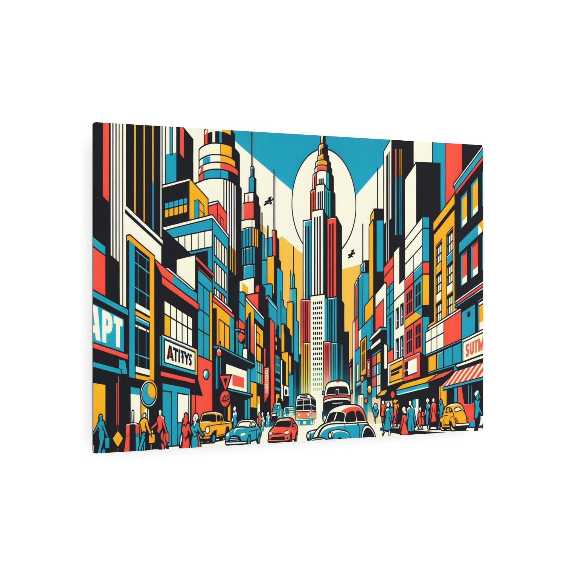 Metal Poster Art | "Modern & Contemporary Pop Art: Vibrant and Bold Cityscape Depiction in Pop Art Style" - Metal Poster Art 36″ x 24″ (Horizontal) 0.12''