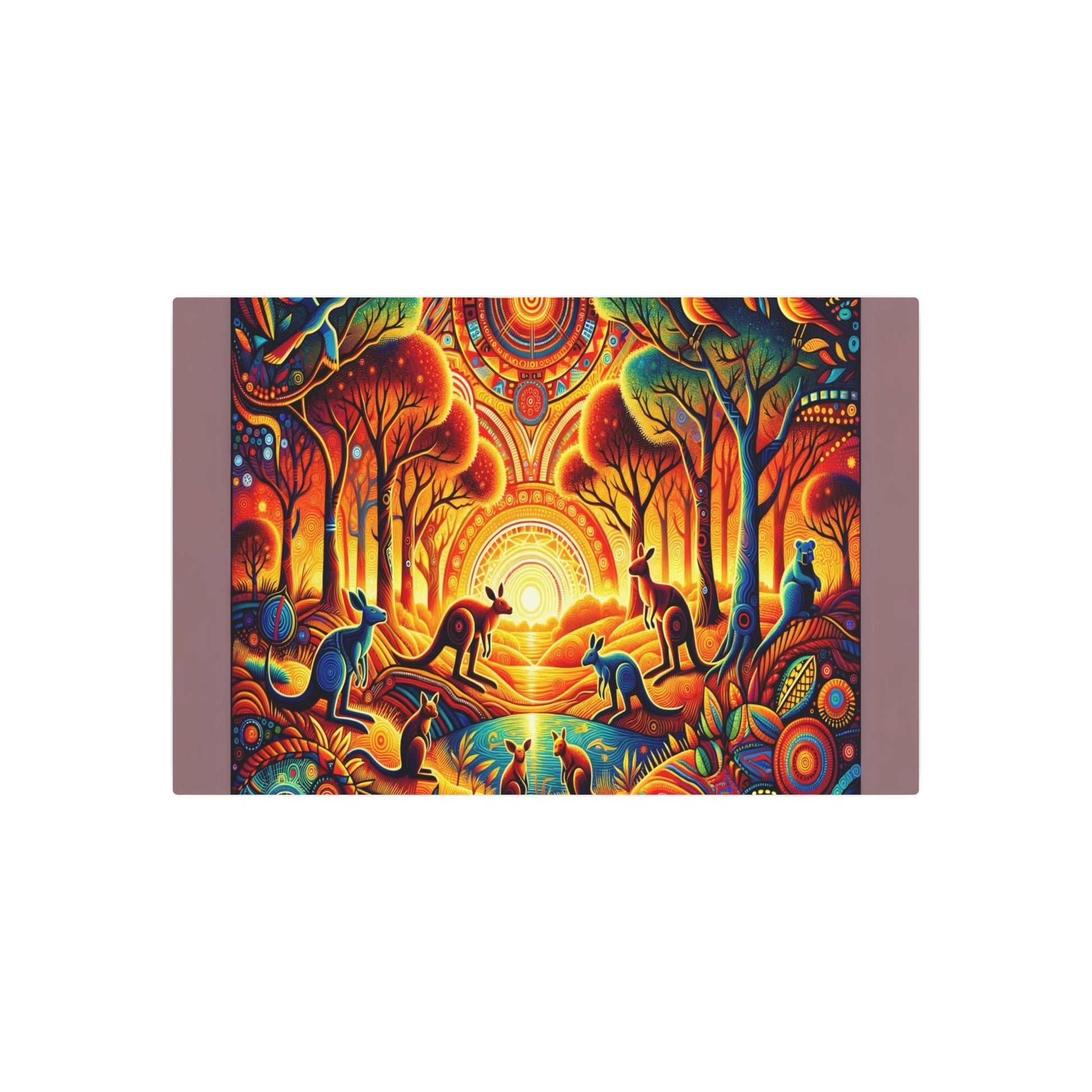 "Vibrant Australian Aboriginal Art Inspired by Nature in Traditional Style - Non-Western Global Artistry" - Metal Poster Art 36″ x 24″ (Horizontal) 0.12''