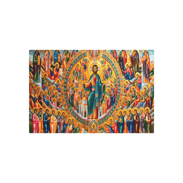 "Byzantine Style Art Piece: Gold Accented Rich Colors and Flat Figures in Religious Themes" - Metal Poster Art 30″ x 20″ (Horizontal) 0.12''