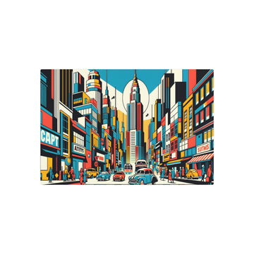 Metal Poster Art | "Modern & Contemporary Pop Art: Vibrant and Bold Cityscape Depiction in Pop Art Style" - Metal Poster Art 30″ x 20″ (Horizontal) 0.12''