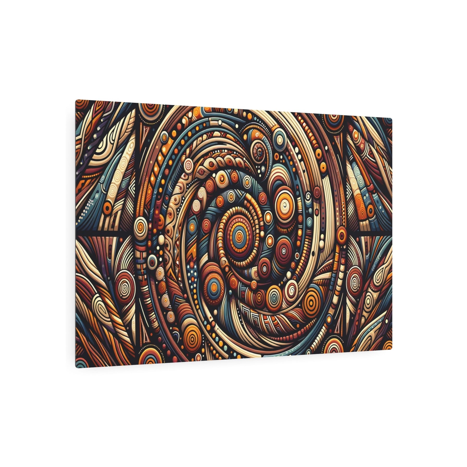 "Aboriginal Art Inspired Australian Masterpiece with Earthy Tones & Intricate Patterns" - Metal Poster Art 36″ x 24″ (Horizontal) 0.12''