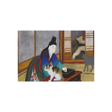 Metal Poster Art | "Joseon Dynasty-Inspired Korean Art Painting Featuring a Cat - Authentic Asian Art Styles in Joseon Dynasty Paintings Category" - Metal Poster Art 30″ x 20″ (Horizontal) 0.12''