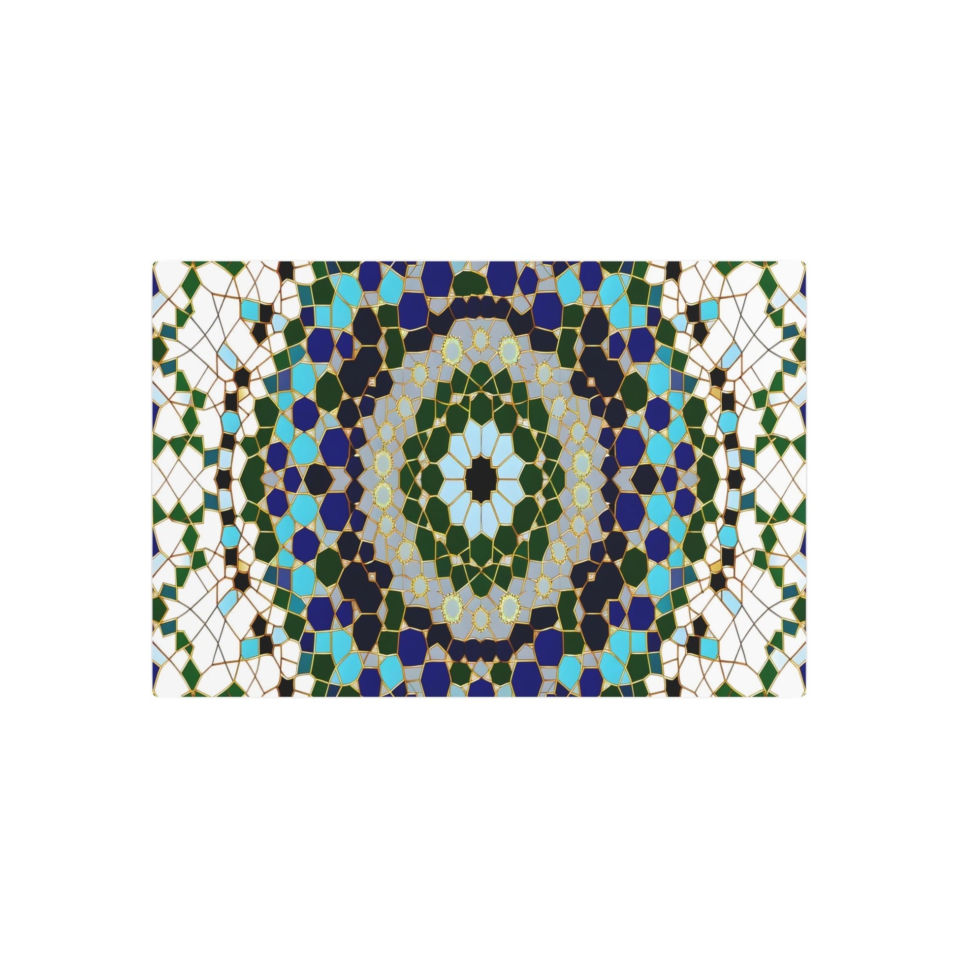 Metal Poster Art | "Islamic Art: Harmonious Geometric Pattern with Floral Motifs in Traditional Islamic Colors - Non-Western & Global Styles" - Metal Poster Art 30″ x 20″ (Horizontal) 0.12''