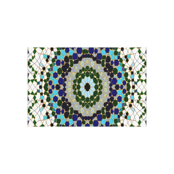 Metal Poster Art | "Islamic Art: Harmonious Geometric Pattern with Floral Motifs in Traditional Islamic Colors - Non-Western & Global Styles" - Metal Poster Art 30″ x 20″ (Horizontal) 0.12''