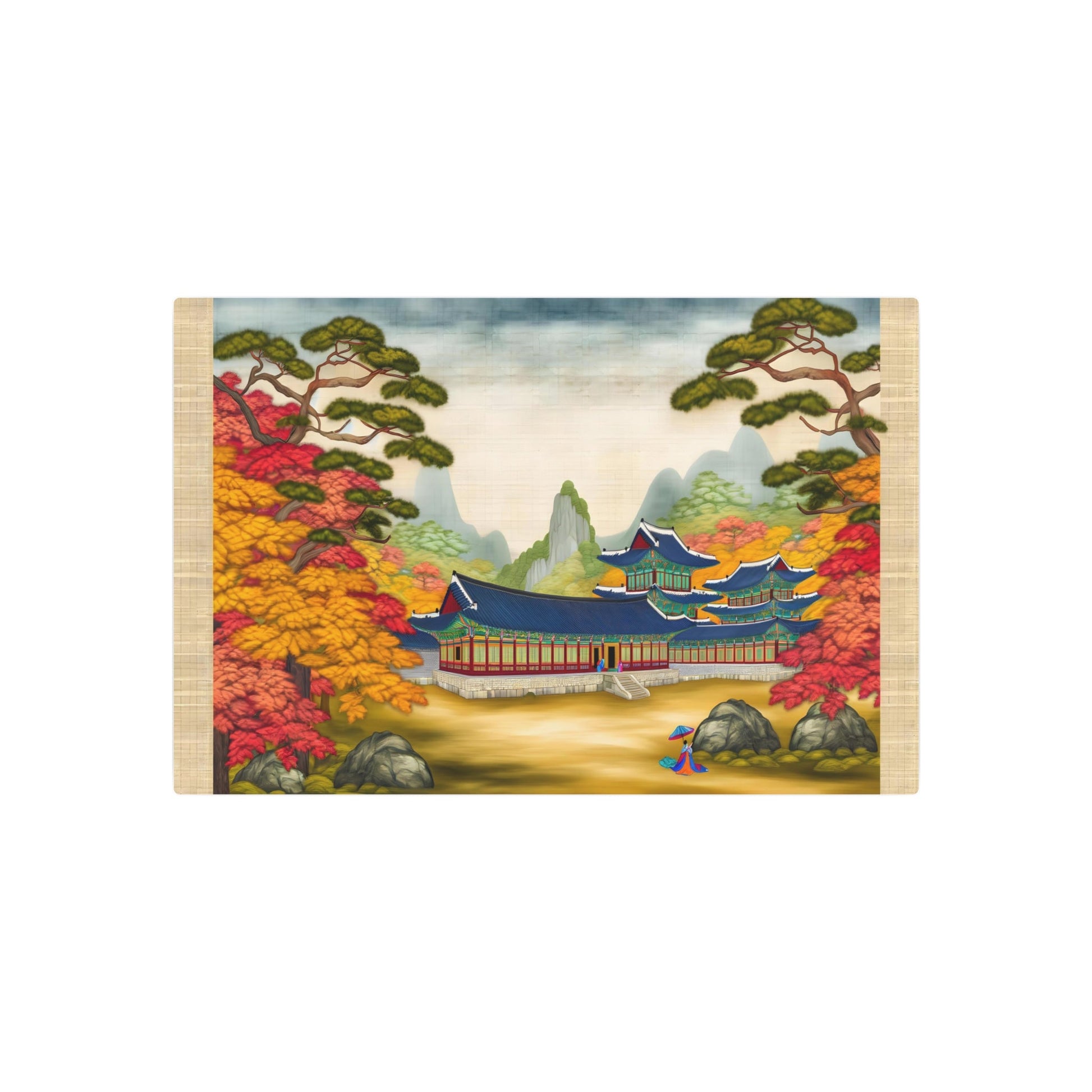 Metal Poster Art | "Intricate Joseon Dynasty Inspired Painting: Showcasing Traditional Korean Aesthetics and Cultural Elements - Authentic Asian Art Styles Collection" - Metal Poster Art 30″ x 20″ (Horizontal) 0.12''