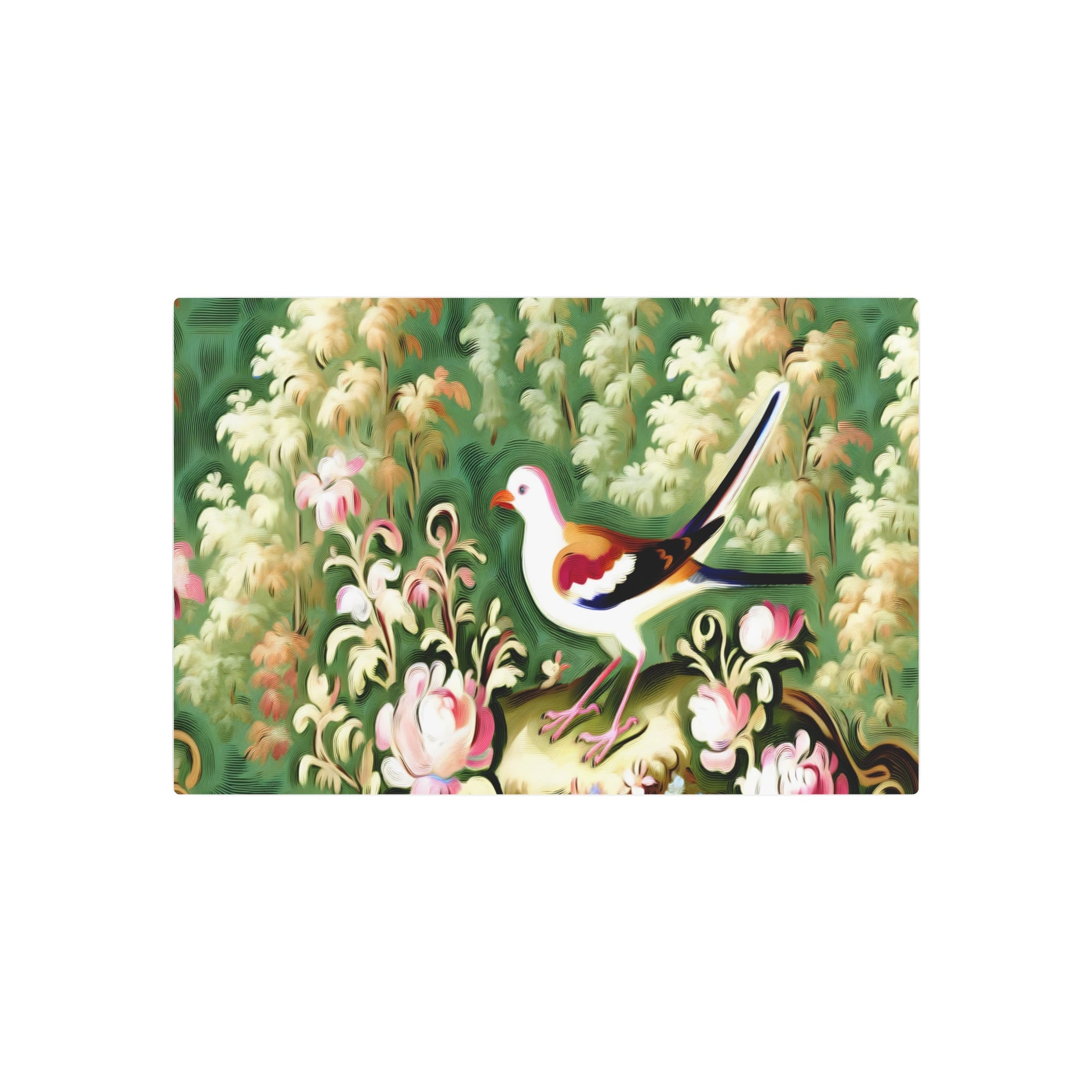 Metal Poster Art | "Western Rococo Art Style Bird-Inspired Image - Traditional Rococo Bird Artwork" - Metal Poster Art 30″ x 20″ (Horizontal) 0.12''