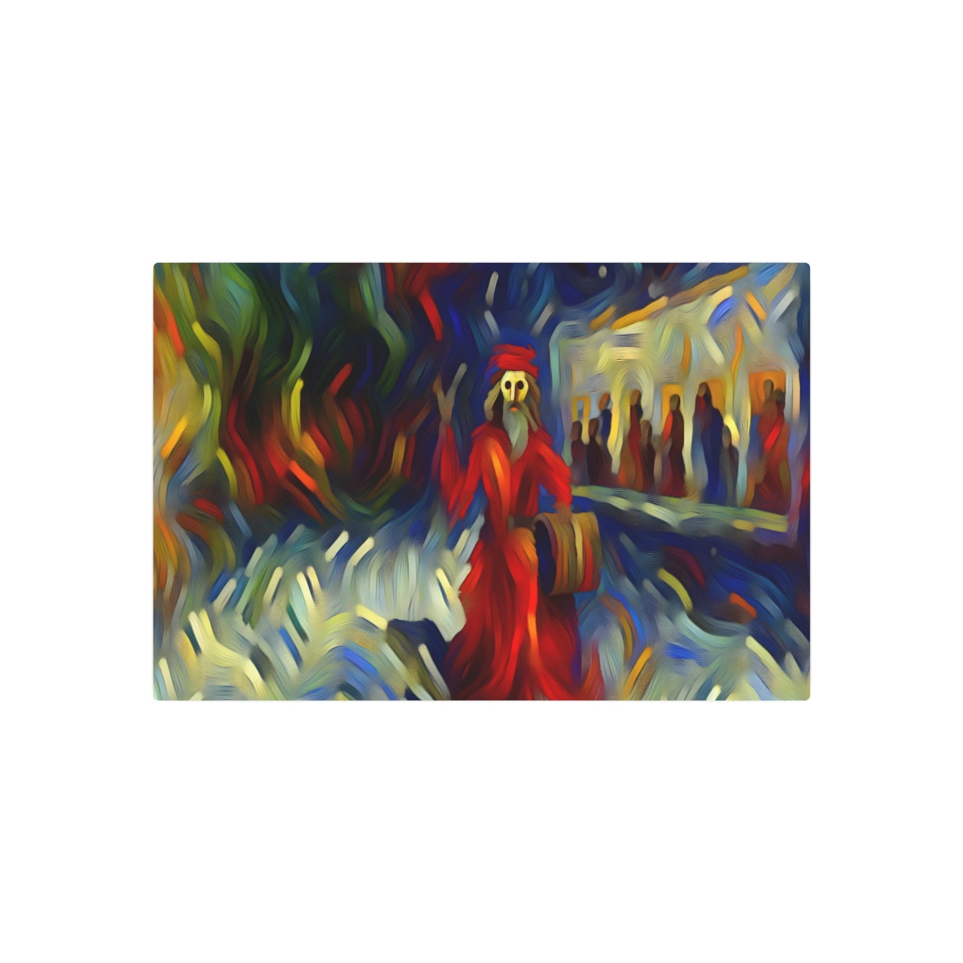 Metal Poster Art | "Expressionism Western Art - Bold and Dramatic Vivid Abstract Scene with Isolated Figure in Chaotic Landscape, Intense Emotional Style" - Metal Poster Art 30″ x 20″ (Horizontal) 0.12''