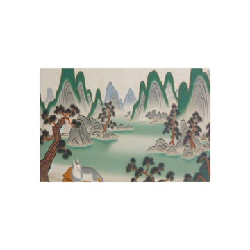 Metal Poster Art | "Traditional Chinese Landscape Painting with Peaceful Cat - Asian Art Styles Collection" - Metal Poster Art 30″ x 20″ (Horizontal) 0.12''