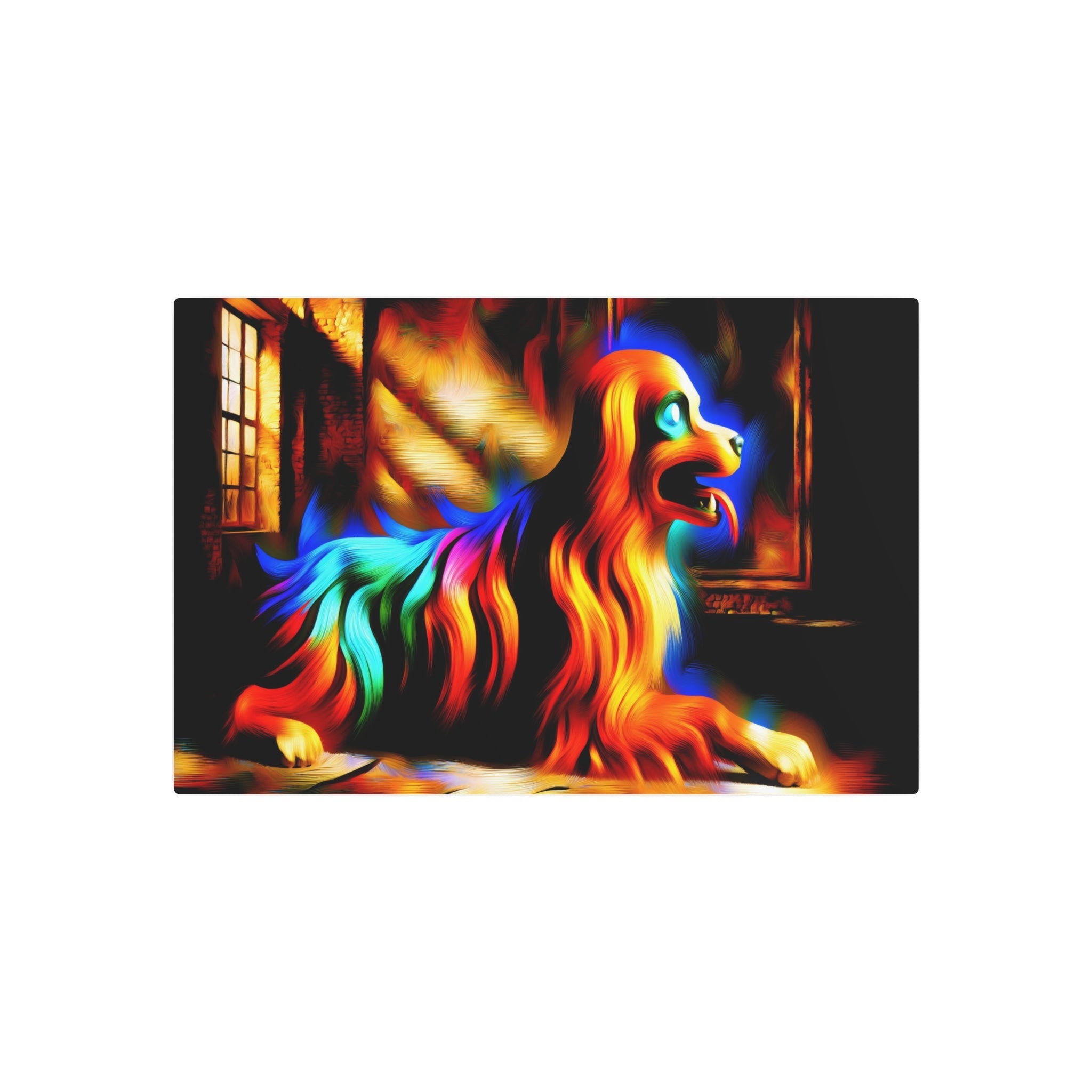 Metal Poster Art | "Baroque Art Style Dog Painting - Western Art Styles' Classic Baroque Canine Depiction" - Metal Poster Art 30″ x 20″ (Horizontal) 0.12''