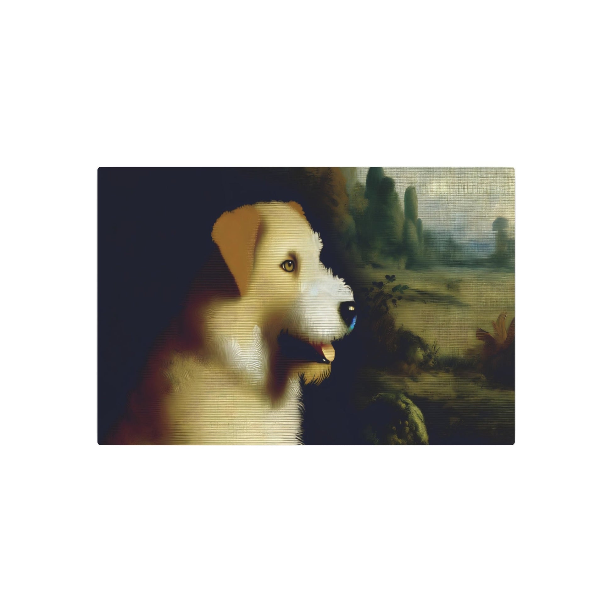 Metal Poster Art | "Neoclassical Art Dog Painting in Detailed Jacques-Louis David Style - Western Neoclassicism Masterpiece" - Metal Poster Art 30″ x 20″ (Horizontal) 0.12''