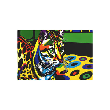 Metal Poster Art | "Vibrant Pop Art-Inspired Colorful Cat Print - Modern & Contemporary Styles, Andy Warhol Influence" - Metal Poster Art 30″ x 20″ (Horizontal) 0.12''