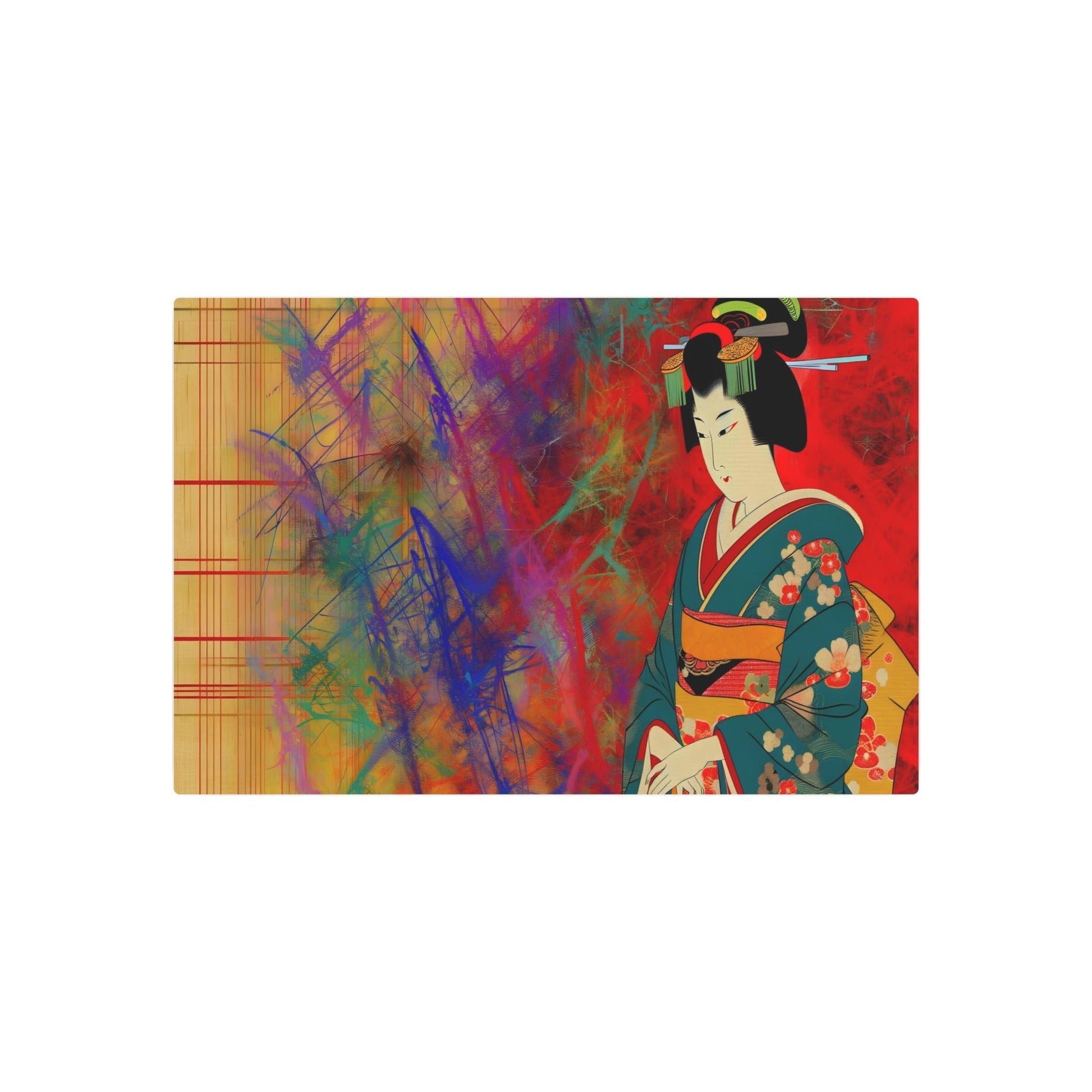 Metal Poster Art | "Modern Ukiyo-e Fusion: Blend of Traditional Japanese Woodblock Prints Art and Contemporary Style - Asian Art Styles Collection" - Metal Poster Art 30″ x 20″ (Horizontal) 0.12''