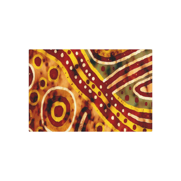 Metal Poster Art | "Authentic Aboriginal Art in Traditional Australian Style - Earthy Ochre Yellows, Reds & Browns - Non-Western Global Styles Artwork - Metal Poster Art 30″ x 20″ (Horizontal) 0.12''