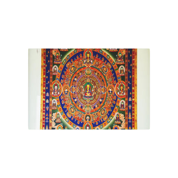 Metal Poster Art | "Vibrant Tibetan Thangka Painting - Intricate Mandala and Buddhist Deities Artwork in Rich Hues - Authentic Asian Art Styles Collection - Metal Poster Art 30″ x 20″ (Horizontal) 0.12''