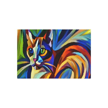 Metal Poster Art | "Expressionist Cat Art in Vibrant Colors - Emotional Feline Depiction in Western Expressionism Style" - Metal Poster Art 30″ x 20″ (Horizontal) 0.12''