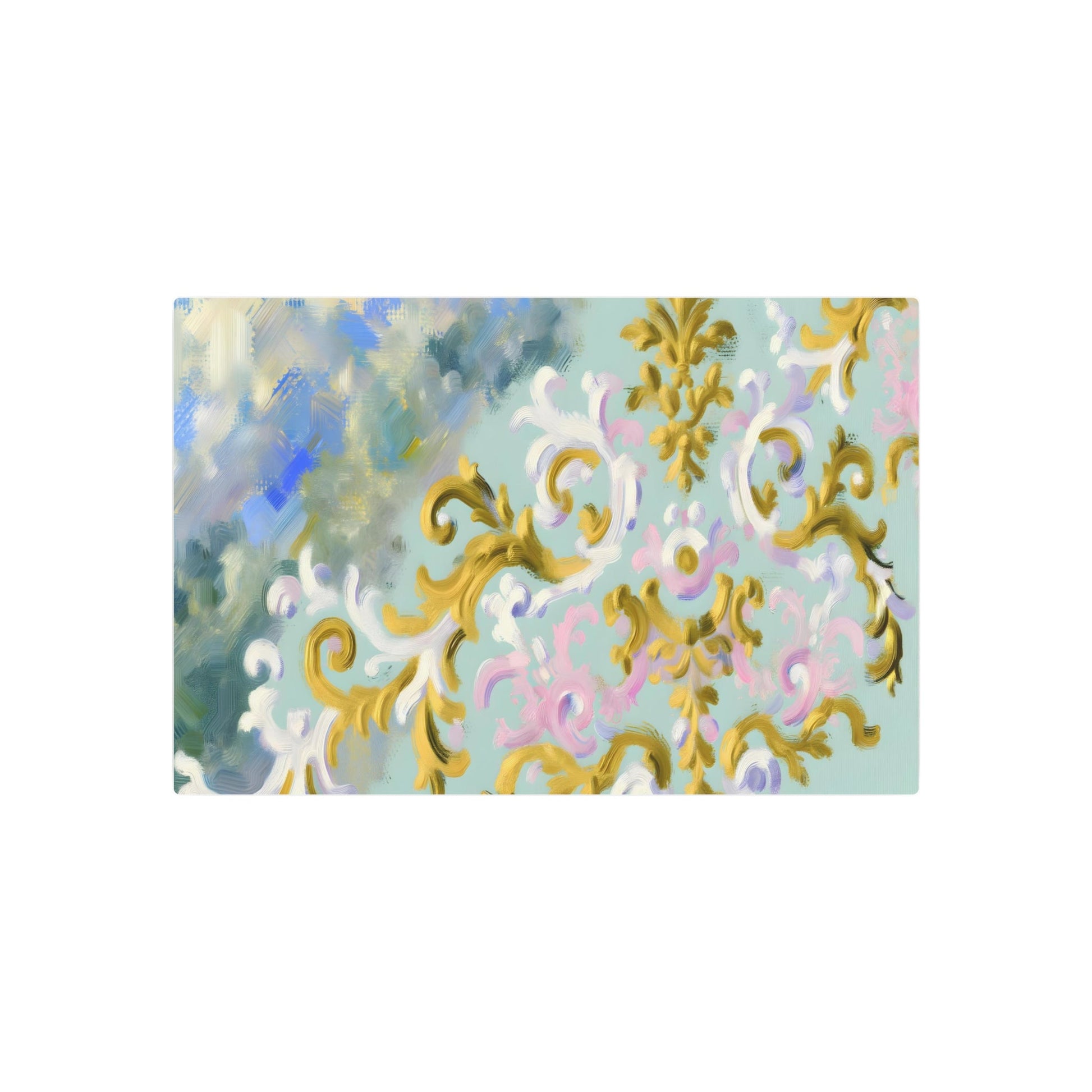 Metal Poster Art | "Rococo Inspired Artwork Featuring Pastel Colors & Gold Accents - Western Art Styles Collection, Evoking the Elegance of François B - Metal Poster Art 30″ x 20″ (Horizontal) 0.12''