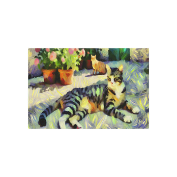 Metal Poster Art | "Impressionistic Western Art Styles - Beautifully Rendered Cat in Impressionism" - Metal Poster Art 30″ x 20″ (Horizontal) 0.12''
