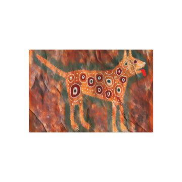 Metal Poster Art | "Authentic Australian Aboriginal Art - Handmade Dog Inspired Painting in Non-Western & Global Styles Category" - Metal Poster Art 30″ x 20″ (Horizontal) 0.12''