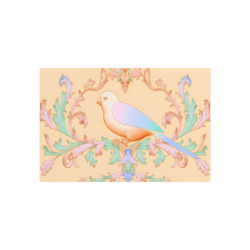 Metal Poster Art | "Rococo Style Bird Artwork - Western Art Styles: Intricate Pastel Palette Design with Delicate Detailing in Rococo Tradition" - Metal Poster Art 30″ x 20″ (Horizontal) 0.12''