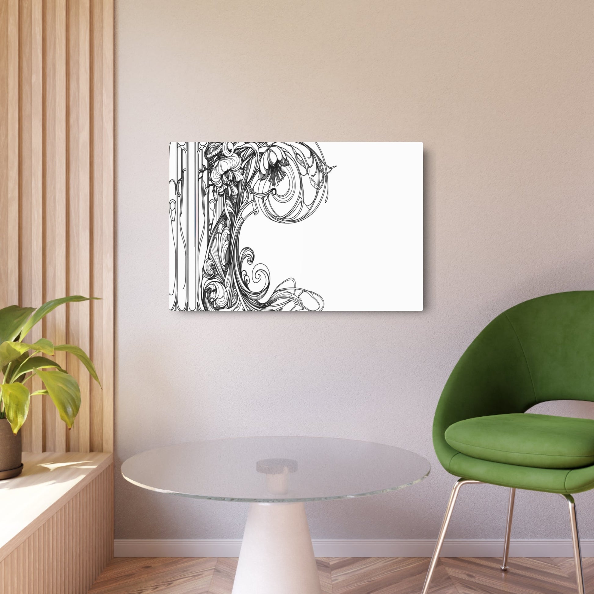 Metal Poster Art | "Art Nouveau Inspired Illustration with Natural Forms & Flowing Lines - Western Art Styles Collection" - Metal Poster Art 36″ x 24″ (Horizontal) 0.12''