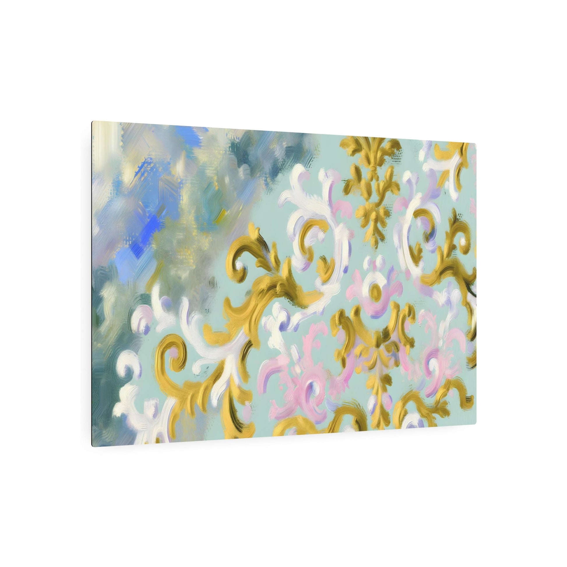 Metal Poster Art | "Rococo Inspired Artwork Featuring Pastel Colors & Gold Accents - Western Art Styles Collection, Evoking the Elegance of François B - Metal Poster Art 36″ x 24″ (Horizontal) 0.12''