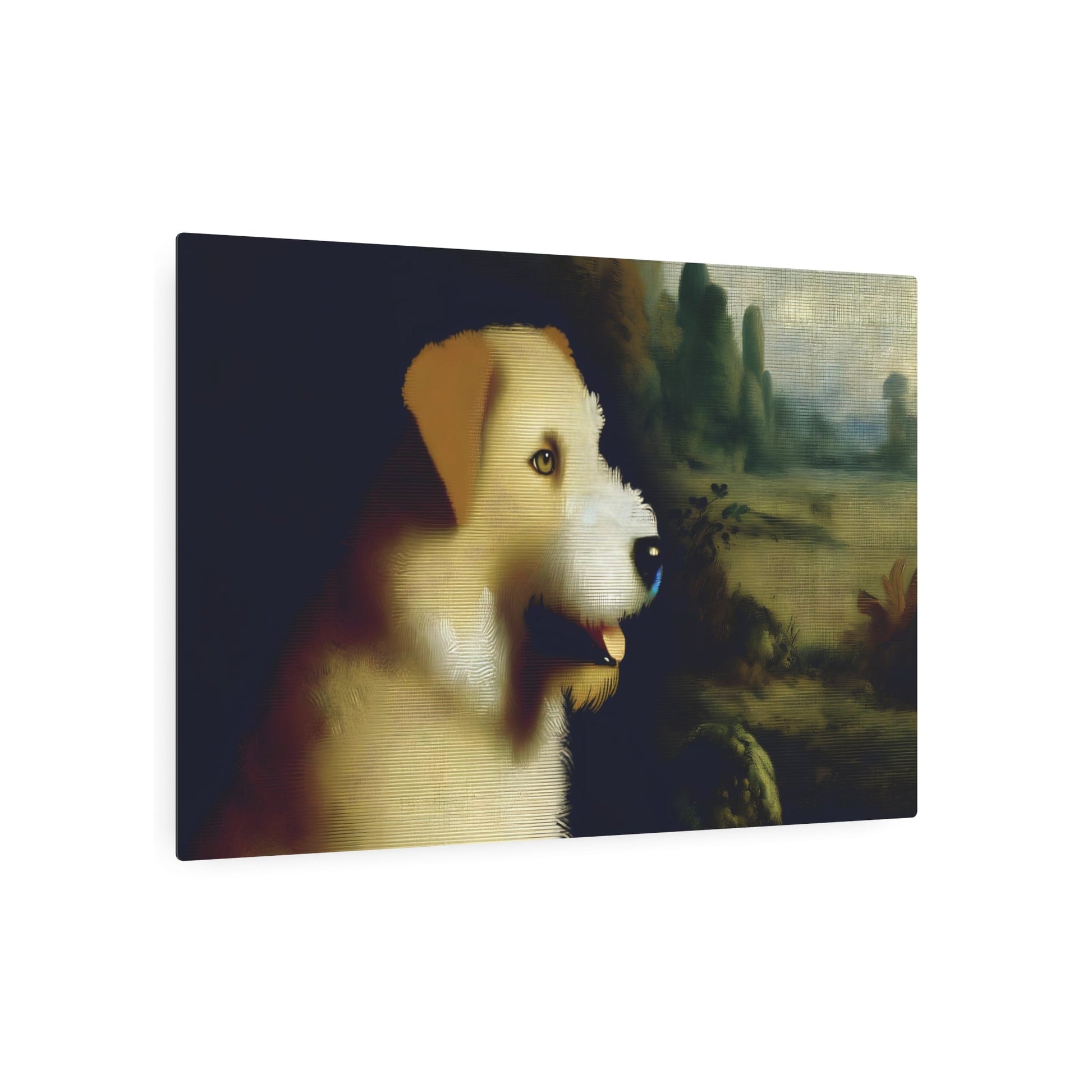 Metal Poster Art | "Neoclassical Art Dog Painting in Detailed Jacques-Louis David Style - Western Neoclassicism Masterpiece" - Metal Poster Art 36″ x 24″ (Horizontal) 0.12''