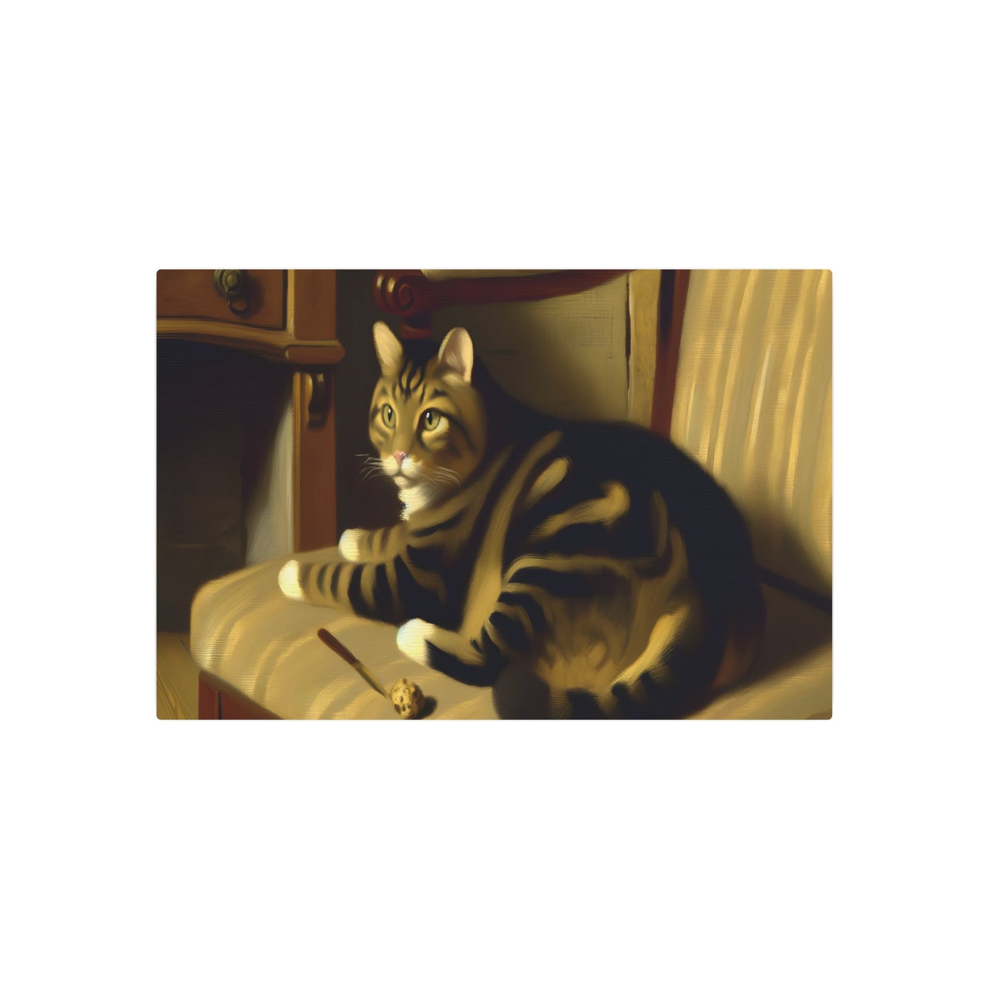 Metal Poster Art | "Realistic Realism Art Style: Detailed Domestic Cat Portrait in Western Art Styles" - Metal Poster Art 36″ x 24″ (Horizontal) 0.12''