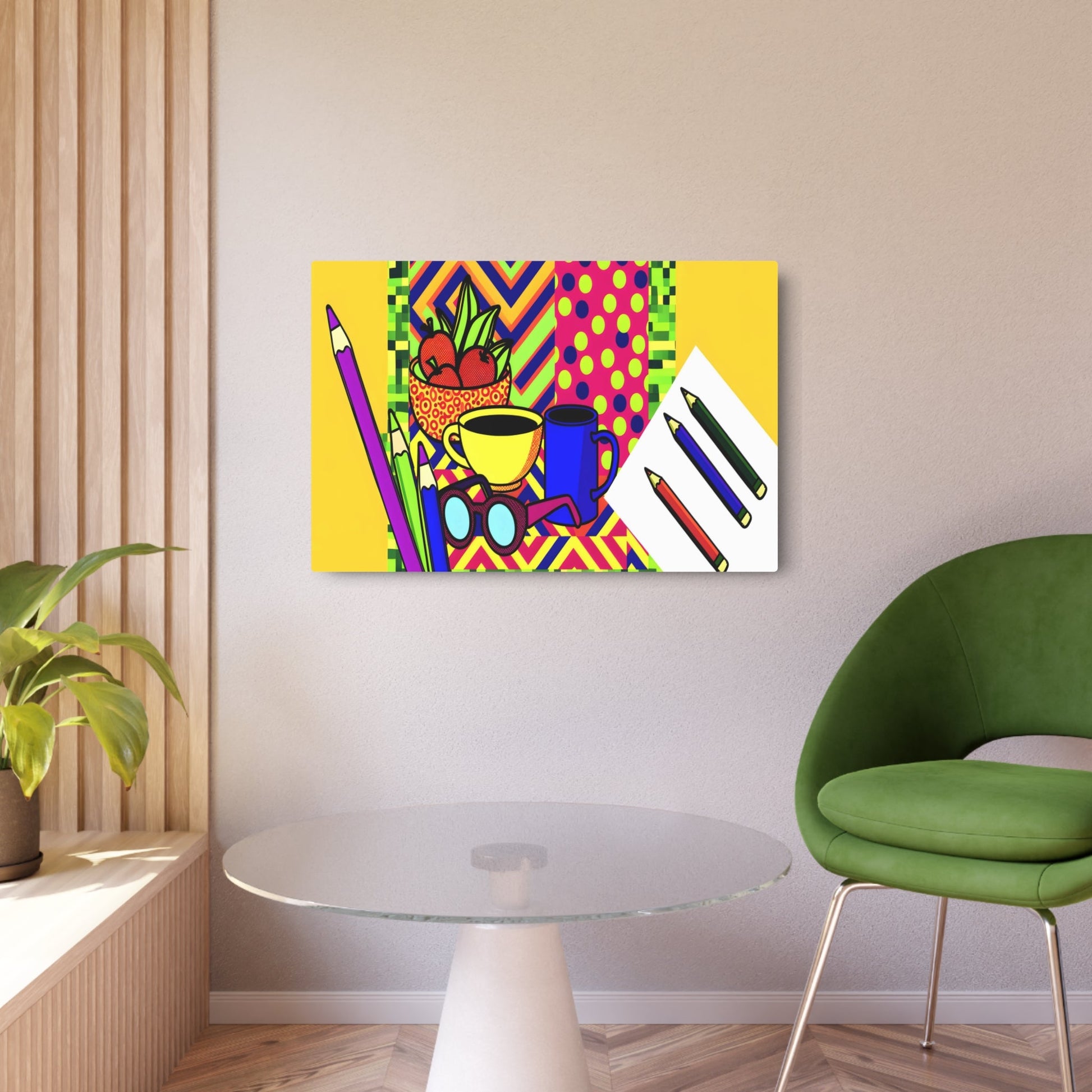 Metal Poster Art | "Bold and Vibrant Pop Art: High-Contrast, Repetitive Designs of Everyday Objects in Modern & Contemporary Styles" - Metal Poster Art 36″ x 24″ (Horizontal) 0.12''