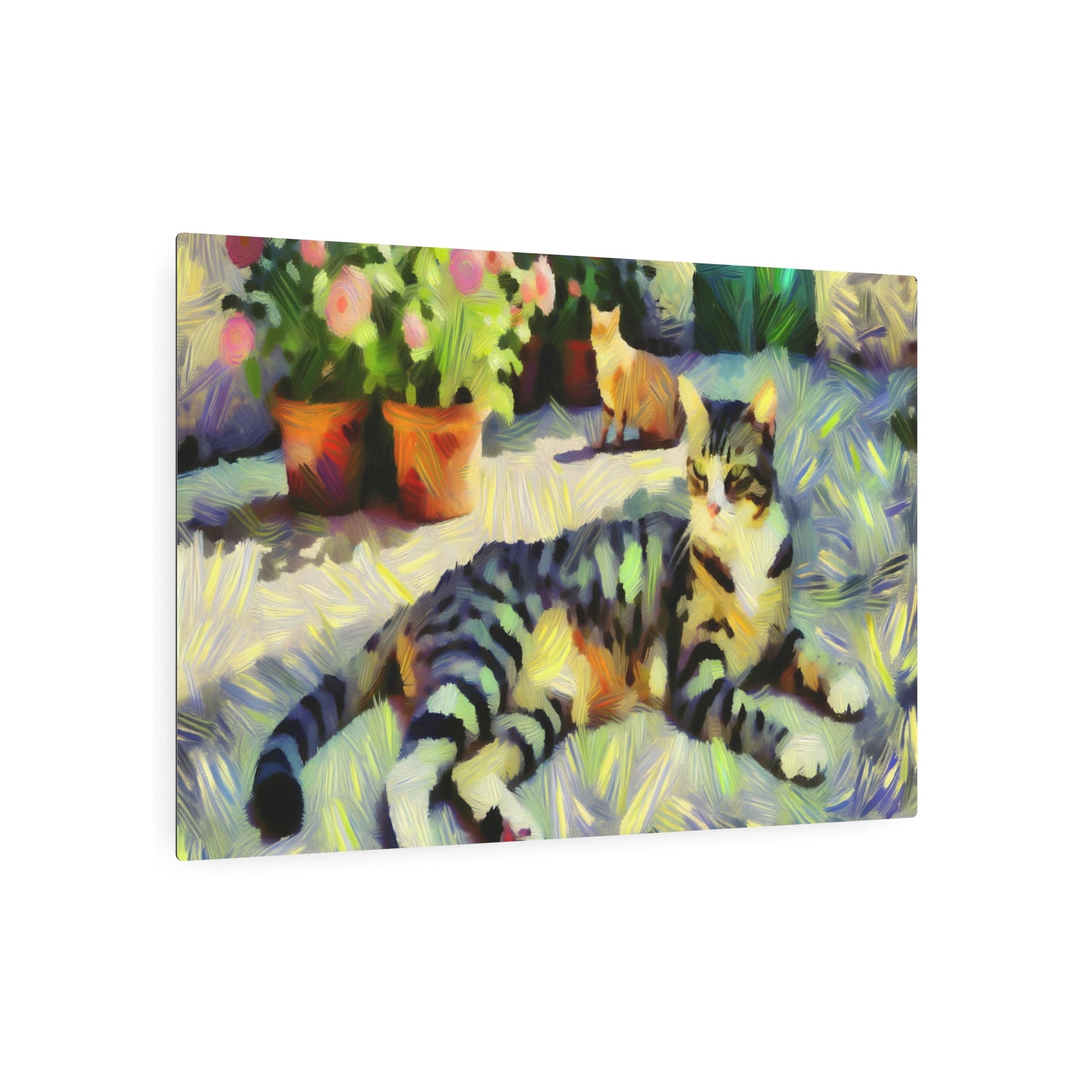 Metal Poster Art | "Impressionistic Western Art Styles - Beautifully Rendered Cat in Impressionism" - Metal Poster Art 36″ x 24″ (Horizontal) 0.12''
