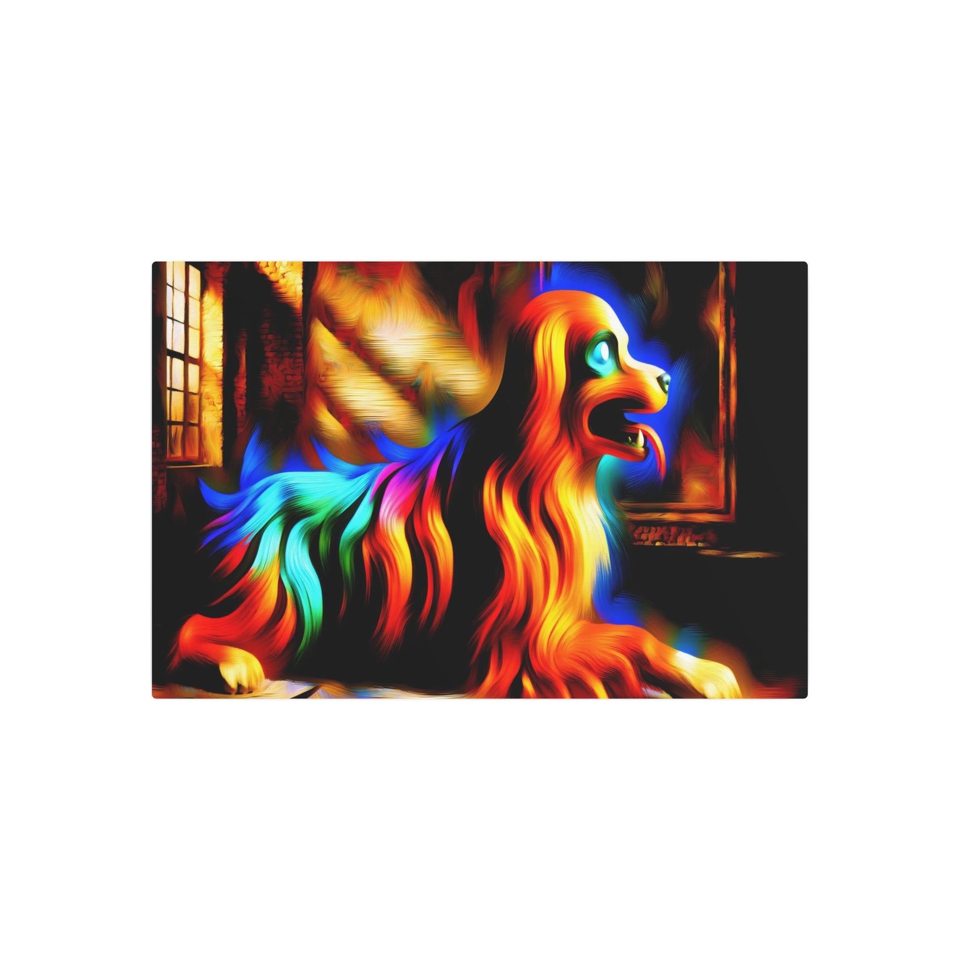 Metal Poster Art | "Baroque Art Style Dog Painting - Western Art Styles' Classic Baroque Canine Depiction" - Metal Poster Art 36″ x 24″ (Horizontal) 0.12''
