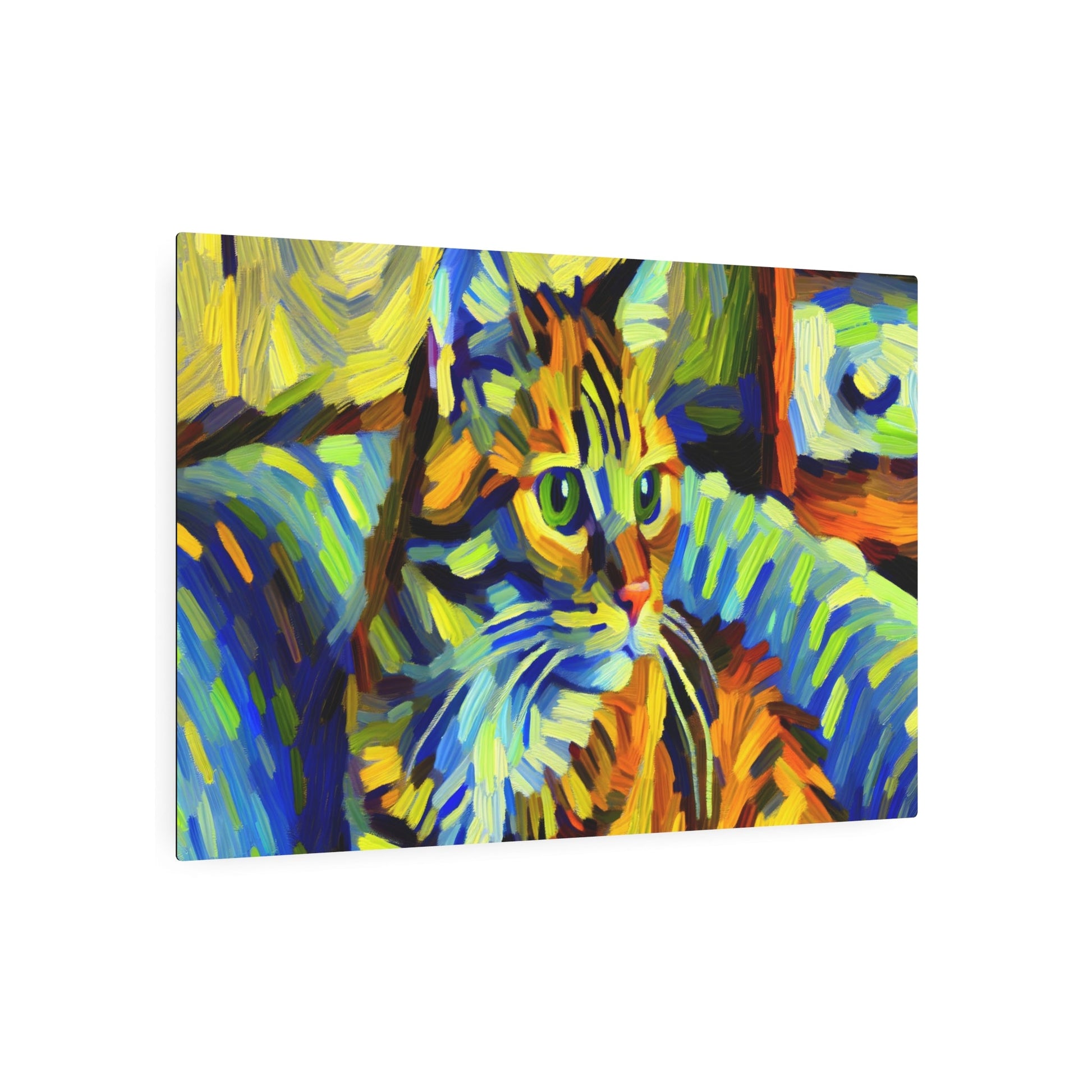 Metal Poster Art | "Post-Impressionist Style Cat Art - Western Art Styles Collection" - Metal Poster Art 36″ x 24″ (Horizontal) 0.12''
