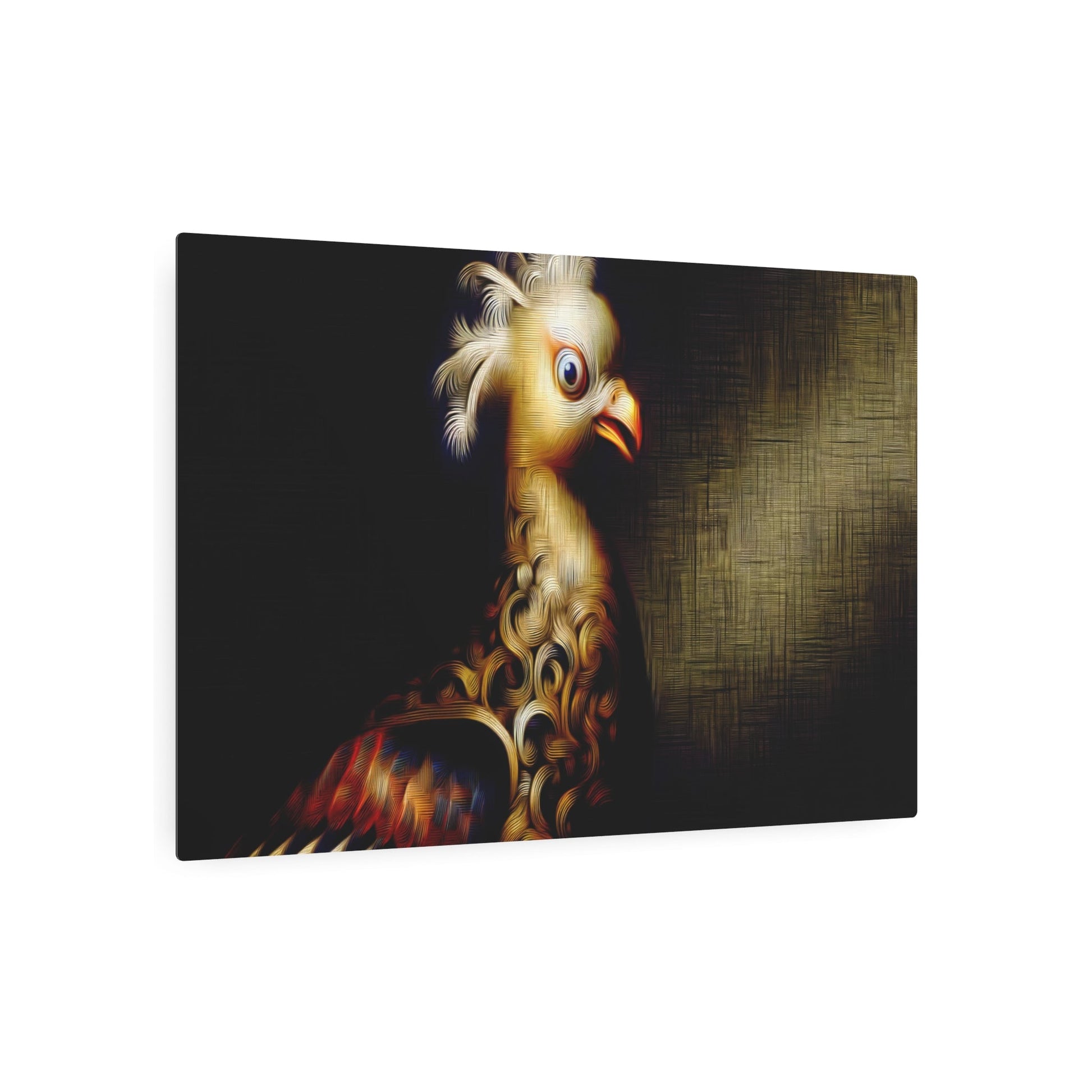 Metal Poster Art | "Baroque Style Bird Artwork - Intricate Detailing Embodying Opulence, Grandeur and Drama - Western Art Styles Collection" - Metal Poster Art 36″ x 24″ (Horizontal) 0.12''