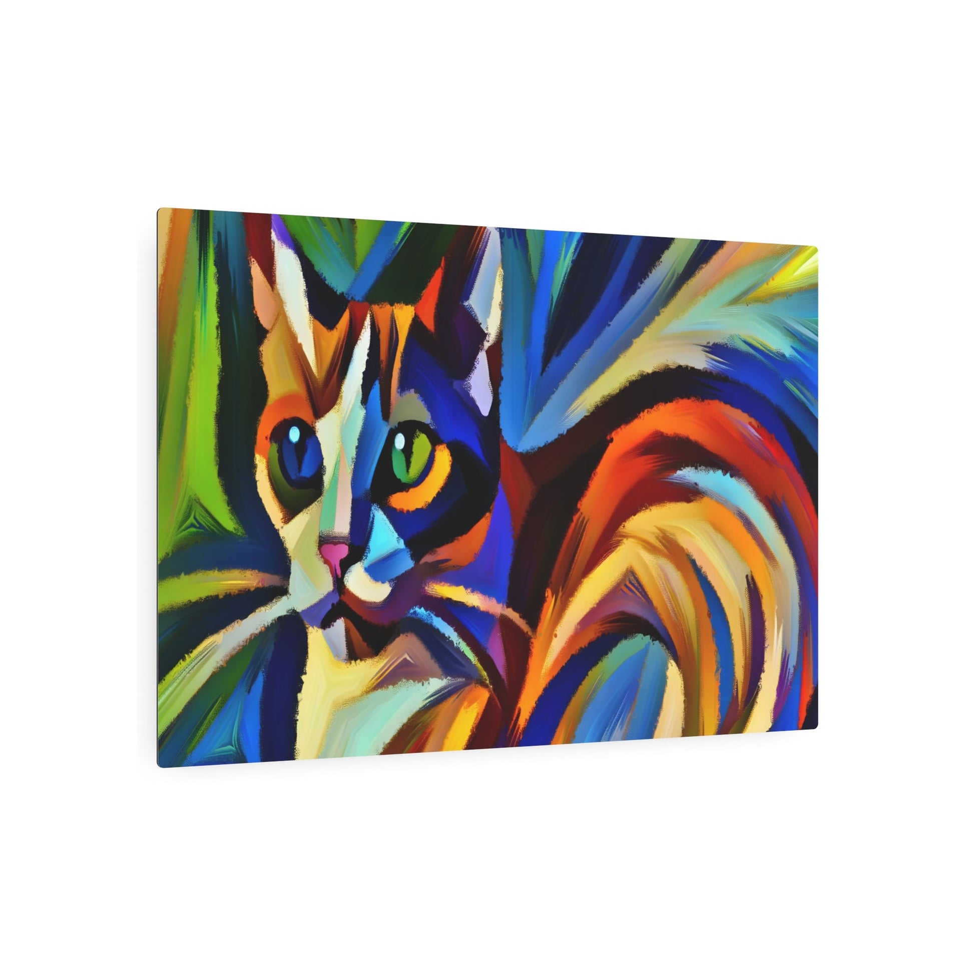 Metal Poster Art | "Expressionist Cat Art in Vibrant Colors - Emotional Feline Depiction in Western Expressionism Style" - Metal Poster Art 36″ x 24″ (Horizontal) 0.12''