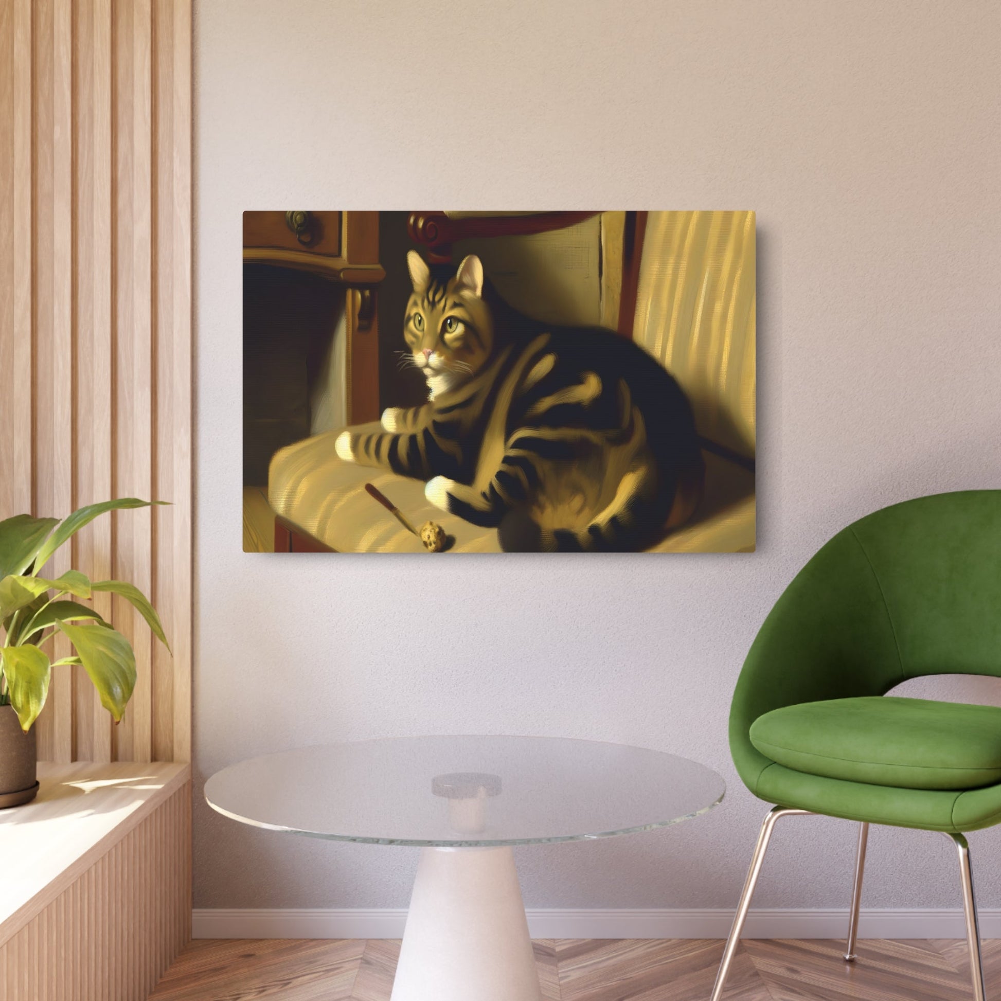 Metal Poster Art | "Realistic Realism Art Style: Detailed Domestic Cat Portrait in Western Art Styles" - Metal Poster Art 36″ x 24″ (Horizontal) 0.12''