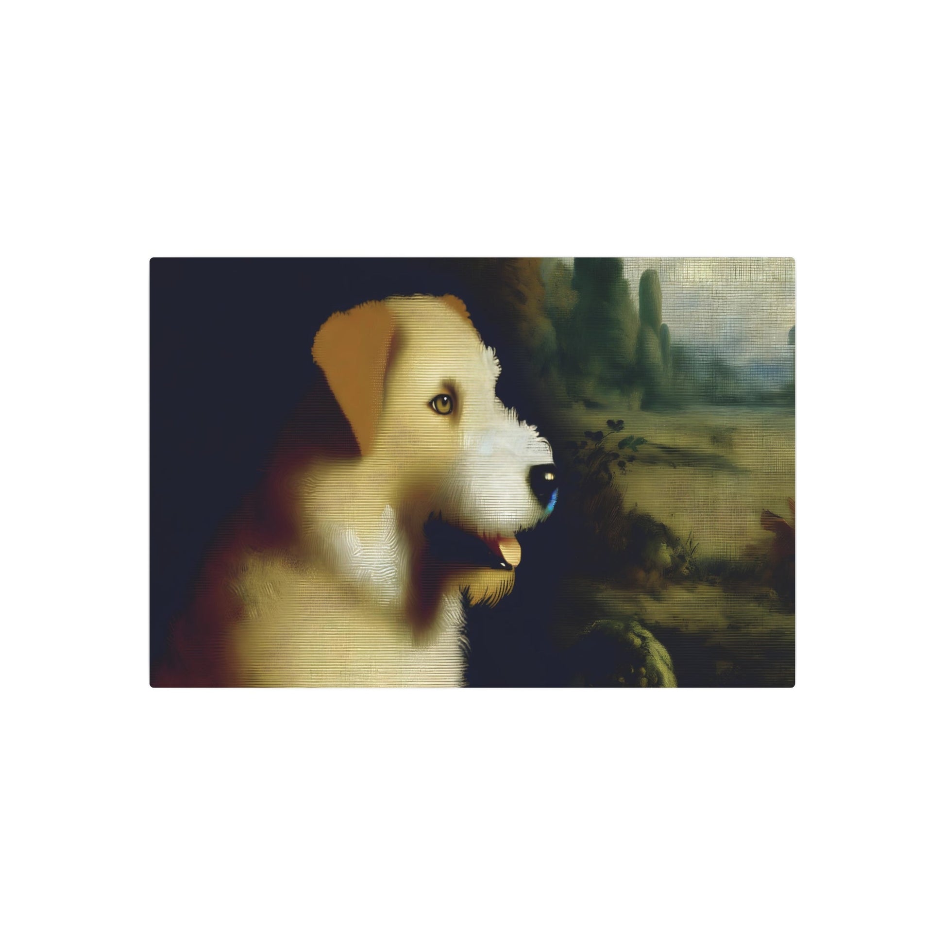 Metal Poster Art | "Neoclassical Art Dog Painting in Detailed Jacques-Louis David Style - Western Neoclassicism Masterpiece" - Metal Poster Art 36″ x 24″ (Horizontal) 0.12''