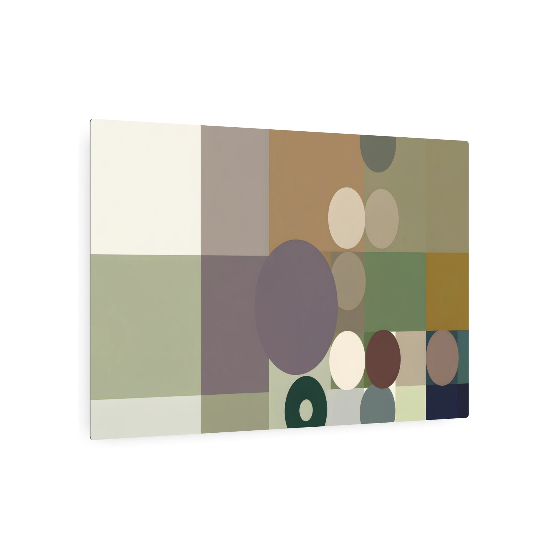 Metal Poster Art | "Modern Minimalist Geometric Artwork with Muted Colors and Negative Space - Contemporary Minimalism Style" - Metal Poster Art 36″ x 24″ (Horizontal) 0.12''