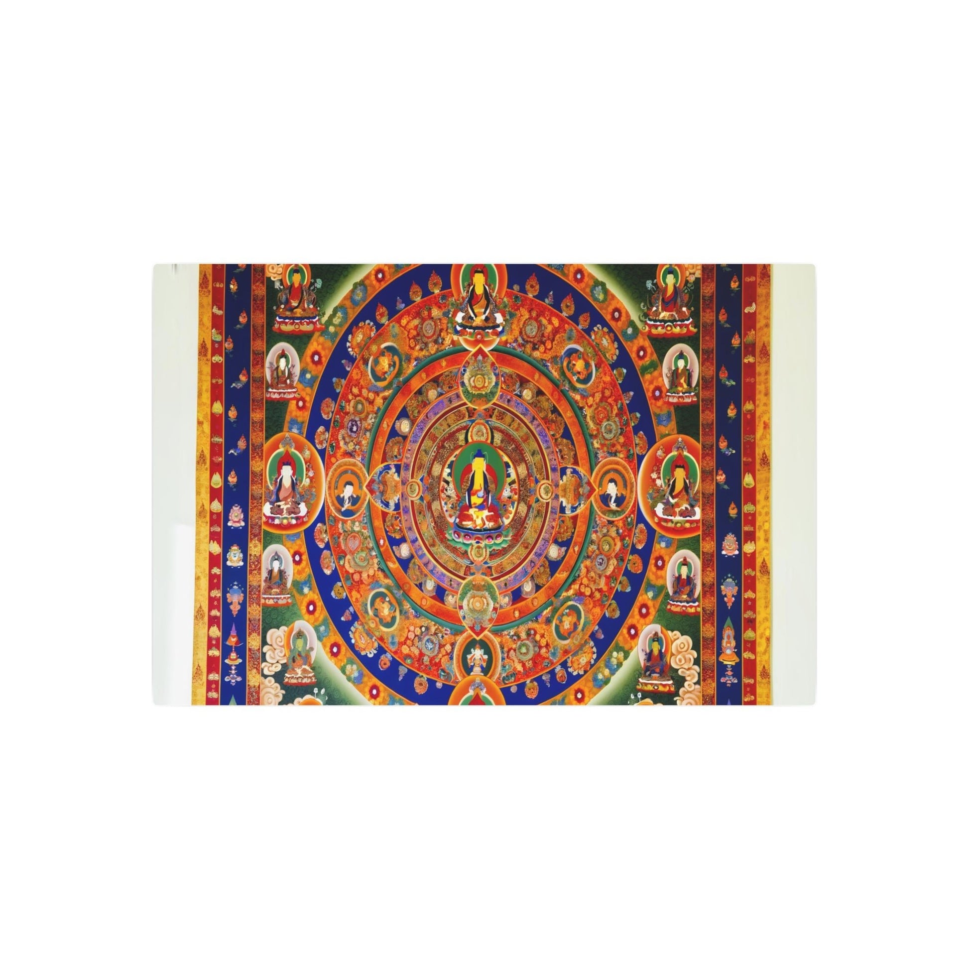 Metal Poster Art | "Vibrant Tibetan Thangka Painting - Intricate Mandala and Buddhist Deities Artwork in Rich Hues - Authentic Asian Art Styles Collection - Metal Poster Art 36″ x 24″ (Horizontal) 0.12''