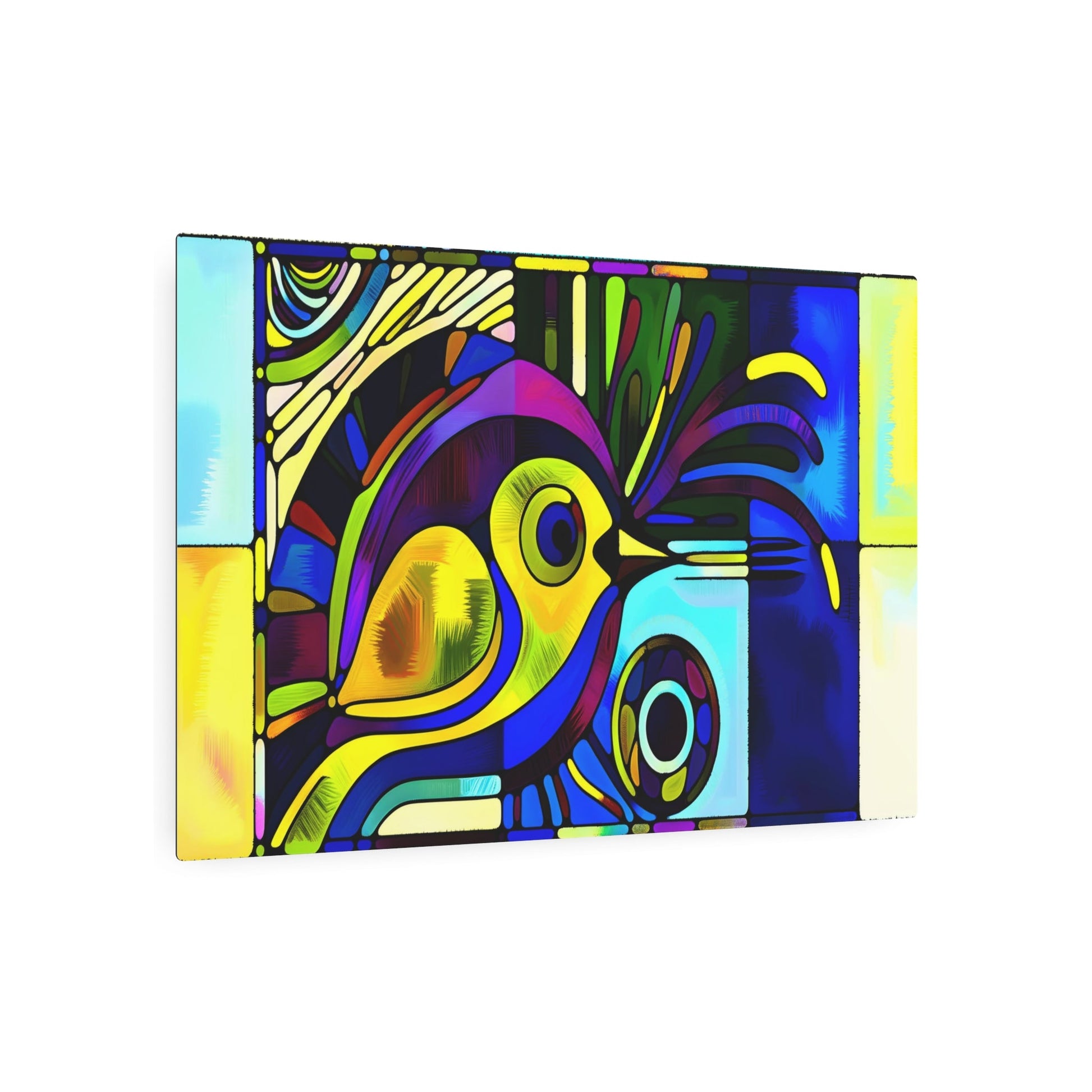 Metal Poster Art | "Modern & Contemporary Pop Art - Vibrant Colored Bird with Bold Outlines - Iconic Style Wall Decor" - Metal Poster Art 36″ x 24″ (Horizontal) 0.12''