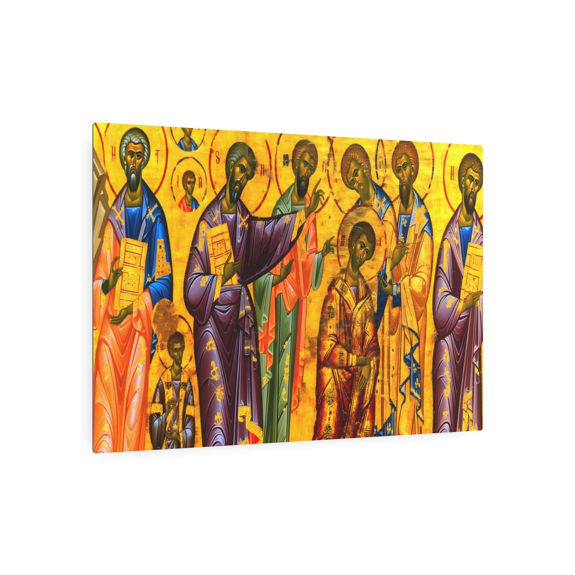 Metal Poster Art | "Gold-Backed Byzantine Art: Detailed and Ornate Religious Masterpiece Reflecting Iconic Non-Western & Global Styles" - Metal Poster Art 36″ x 24″ (Horizontal) 0.12''
