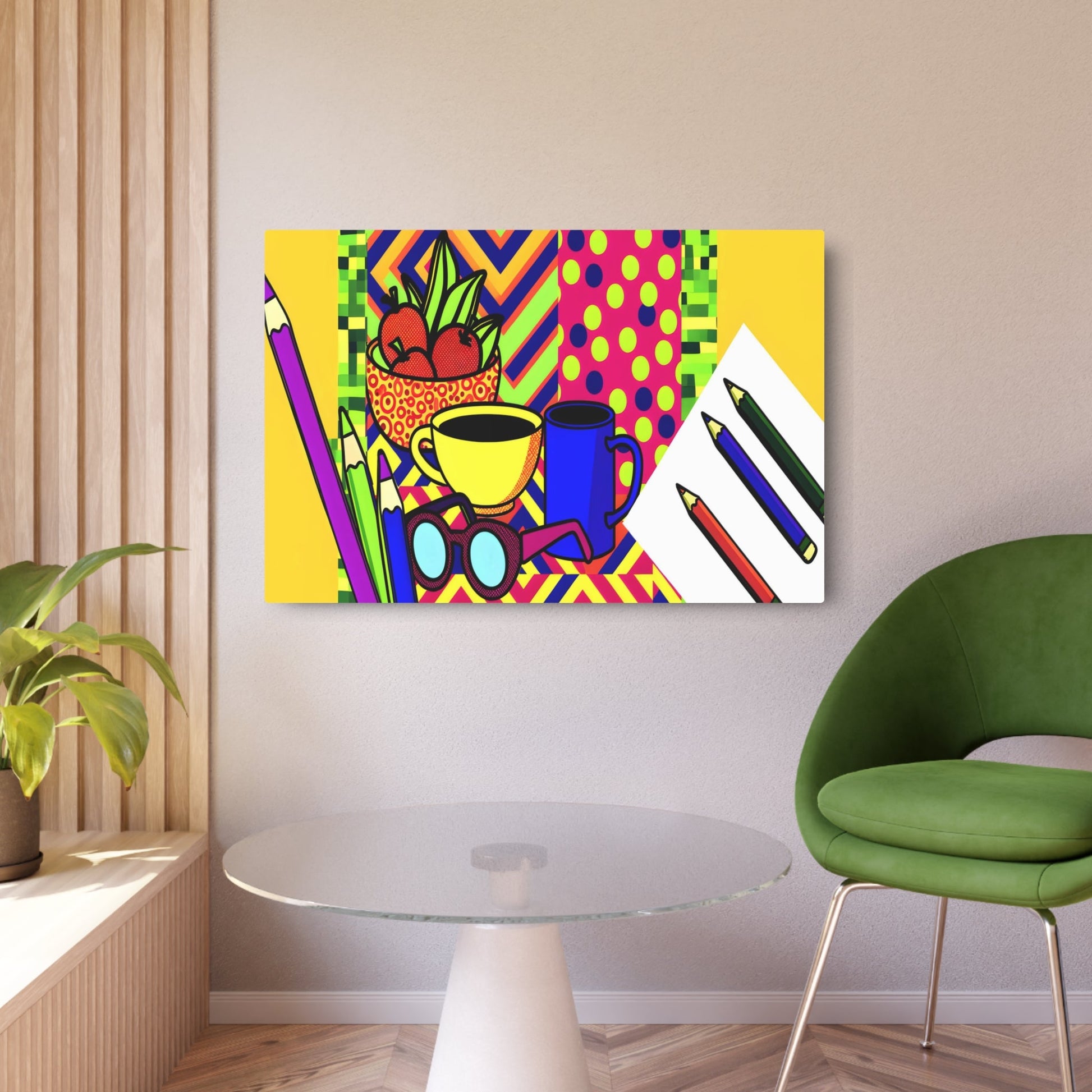 Metal Poster Art | "Bold and Vibrant Pop Art: High-Contrast, Repetitive Designs of Everyday Objects in Modern & Contemporary Styles" - Metal Poster Art 36″ x 24″ (Horizontal) 0.12''