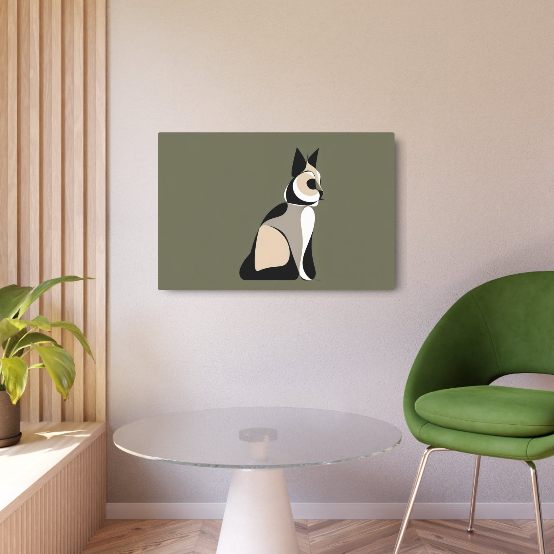 Metal Poster Art | "Minimalist Modern Contemporary Cat Artwork in Minimalism Style" - Metal Poster Art 36″ x 24″ (Horizontal) 0.12''