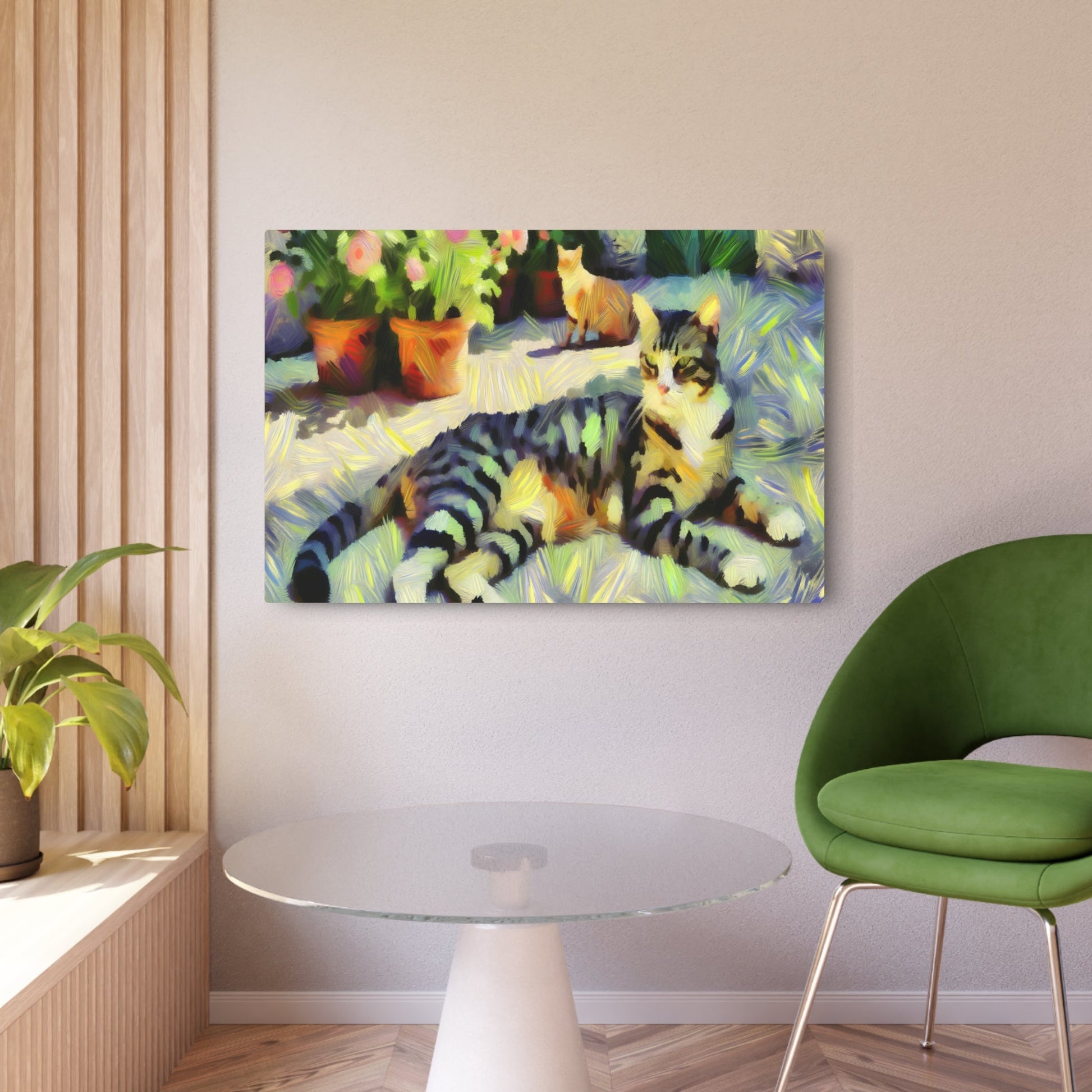 Metal Poster Art | "Impressionistic Western Art Styles - Beautifully Rendered Cat in Impressionism" - Metal Poster Art 36″ x 24″ (Horizontal) 0.12''