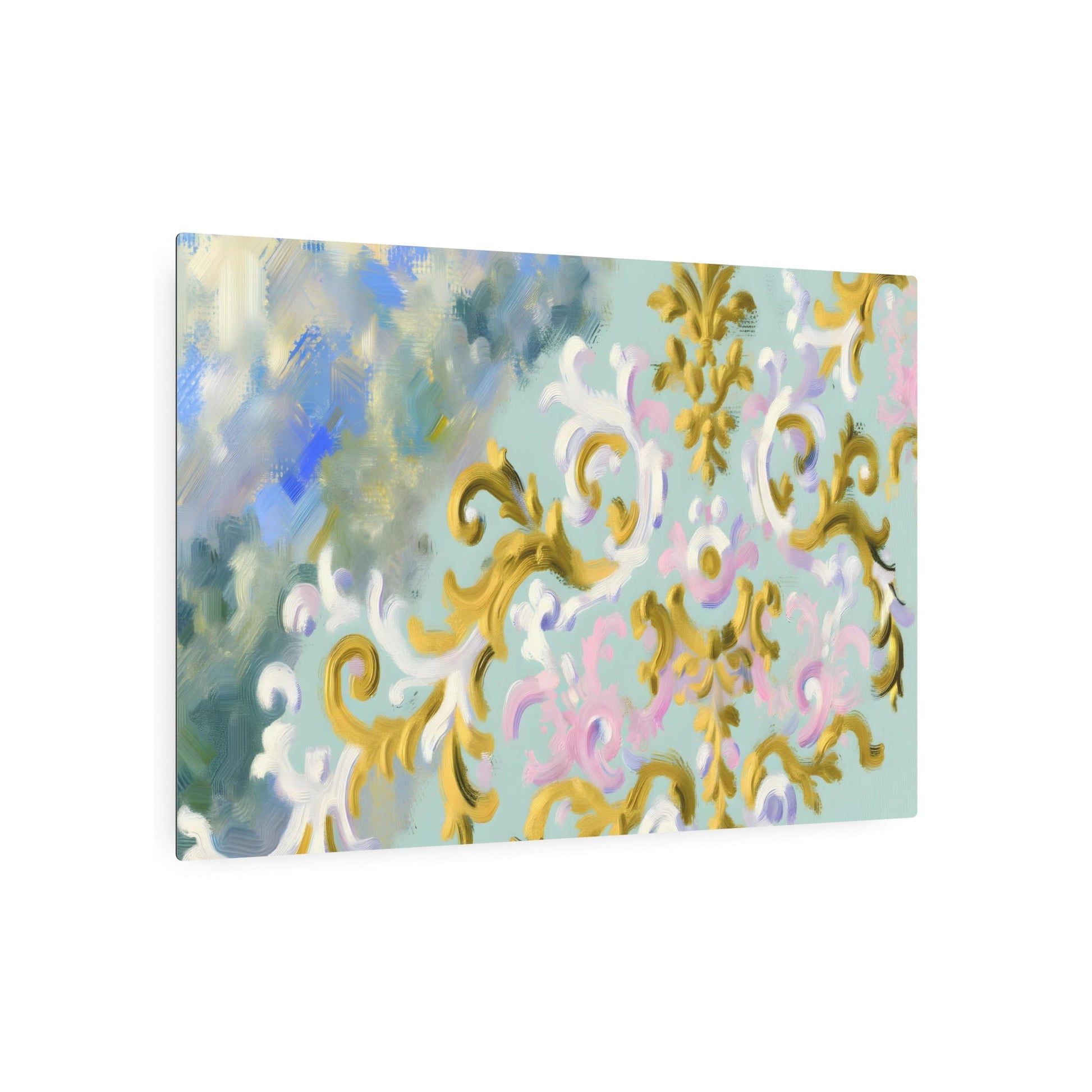 Metal Poster Art | "Rococo Inspired Artwork Featuring Pastel Colors & Gold Accents - Western Art Styles Collection, Evoking the Elegance of François B - Metal Poster Art 36″ x 24″ (Horizontal) 0.12''
