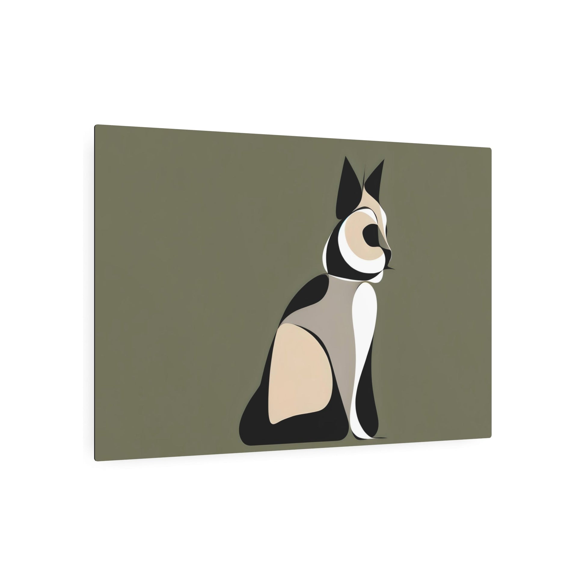 Metal Poster Art | "Minimalist Modern Contemporary Cat Artwork in Minimalism Style" - Metal Poster Art 36″ x 24″ (Horizontal) 0.12''