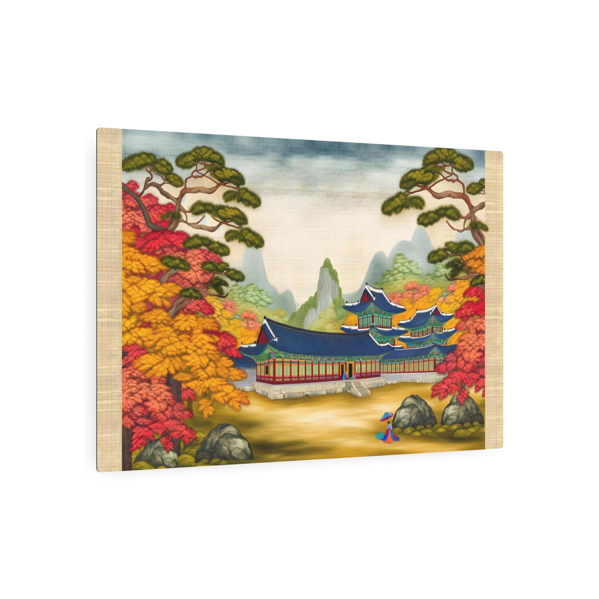 Metal Poster Art | "Intricate Joseon Dynasty Inspired Painting: Showcasing Traditional Korean Aesthetics and Cultural Elements - Authentic Asian Art Styles Collection" - Metal Poster Art 36″ x 24″ (Horizontal) 0.12''