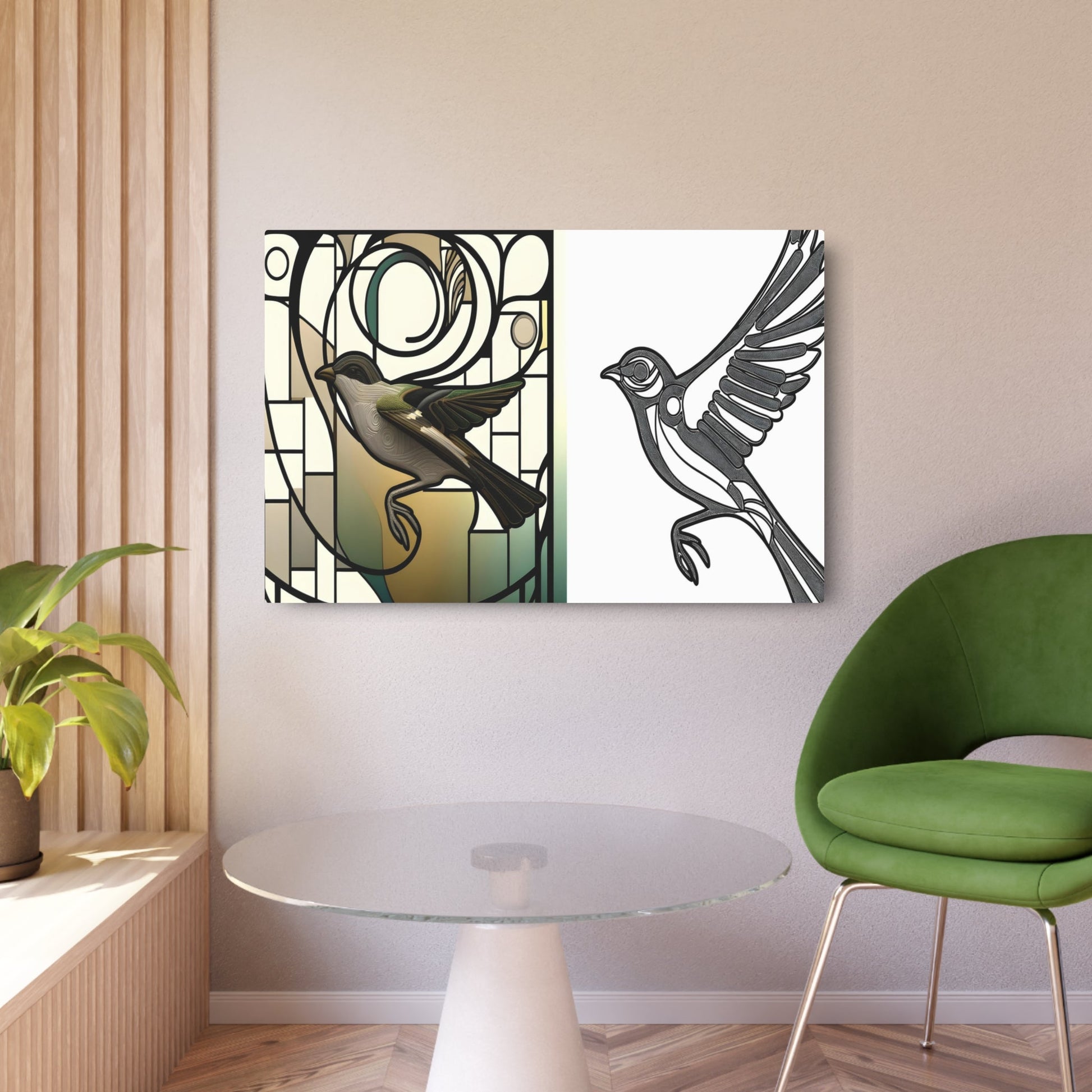 Metal Poster Art | "Art Nouveau Inspired Bird Illustration with Intricate Patterns - Western Art Styles Collection" - Metal Poster Art 36″ x 24″ (Horizontal) 0.12''