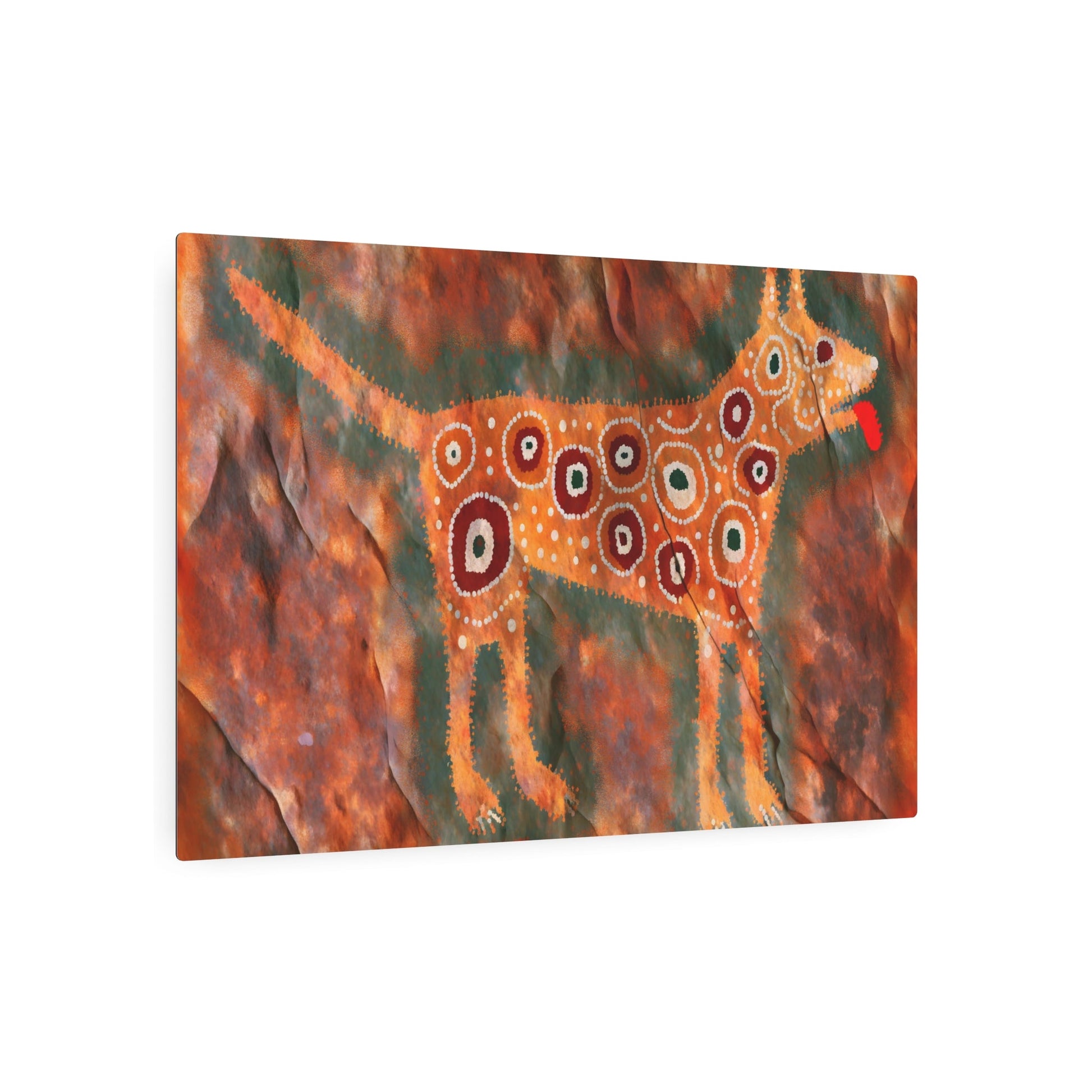 Metal Poster Art | "Authentic Australian Aboriginal Art - Handmade Dog Inspired Painting in Non-Western & Global Styles Category" - Metal Poster Art 36″ x 24″ (Horizontal) 0.12''