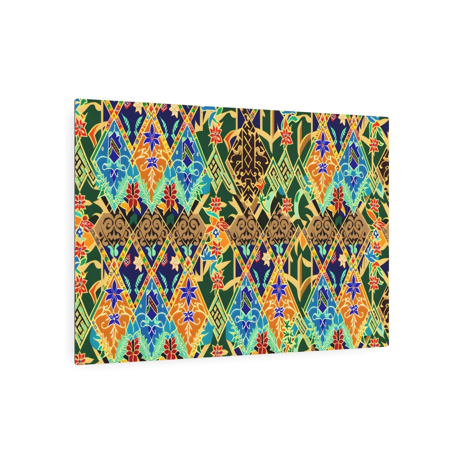 Metal Poster Art | "Traditional Indonesian Batik Art-Inspired Colorful and Intricate Pattern - Non-Western & Global Styles, Batik Art Category" - Metal Poster Art 36″ x 24″ (Horizontal) 0.12''
